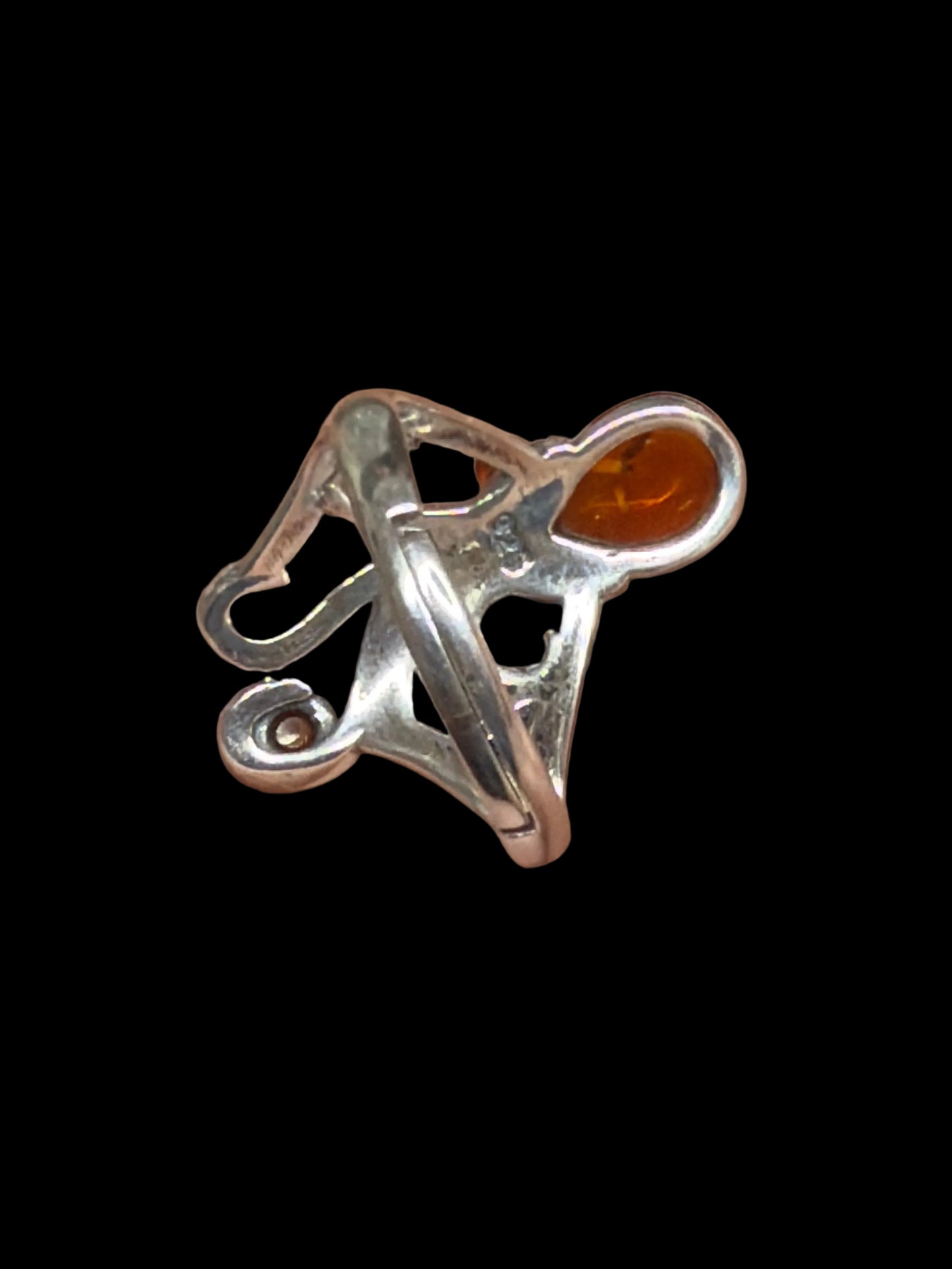 Baltic Amber Squid Ring - Adjustable