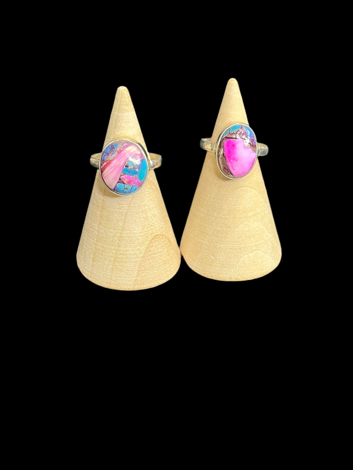 Pink Copper Turquoise Sterling Silver Rings
