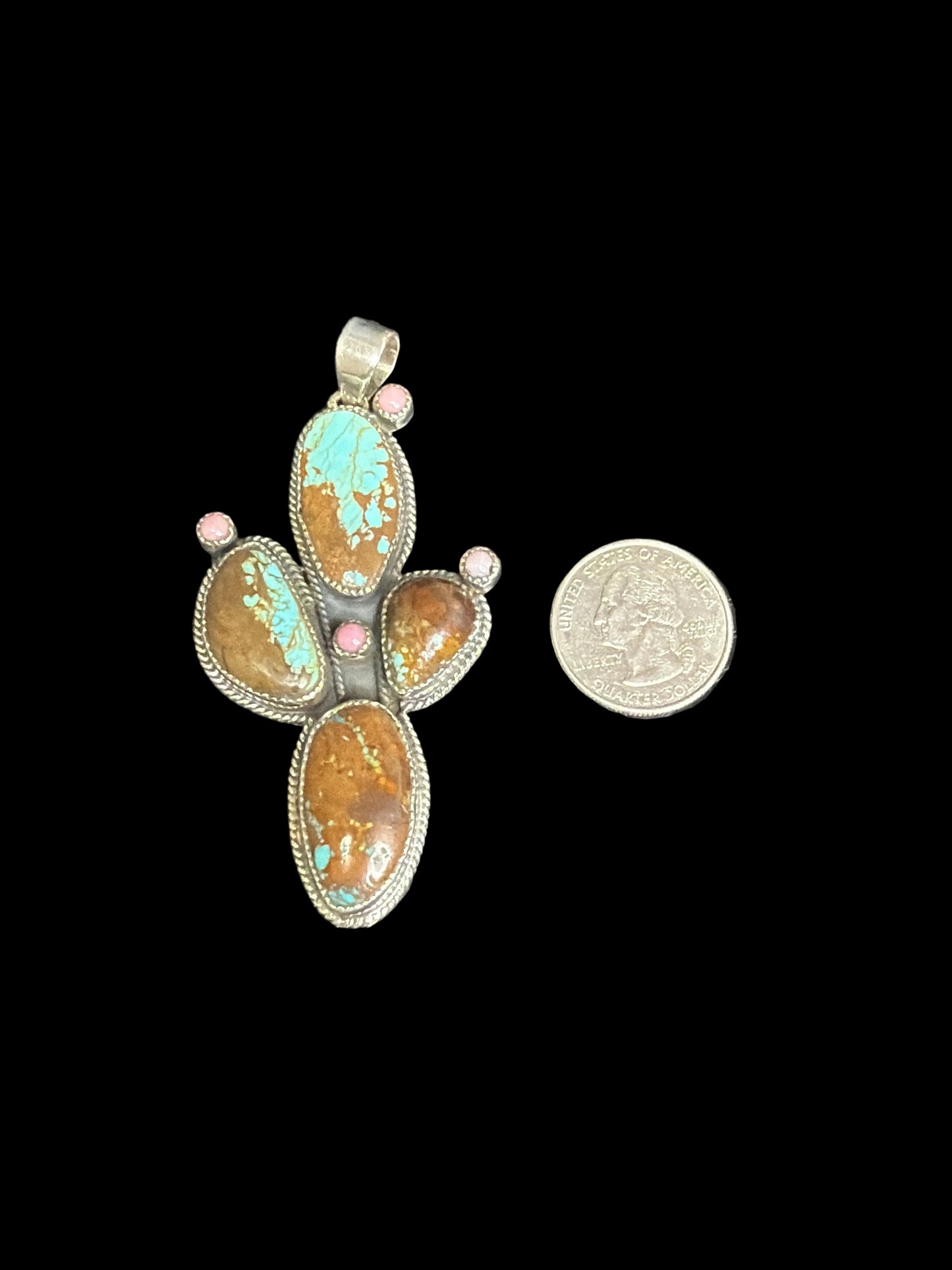 Mine 8 Turquoise & Pink Conch Cactus Pendant
