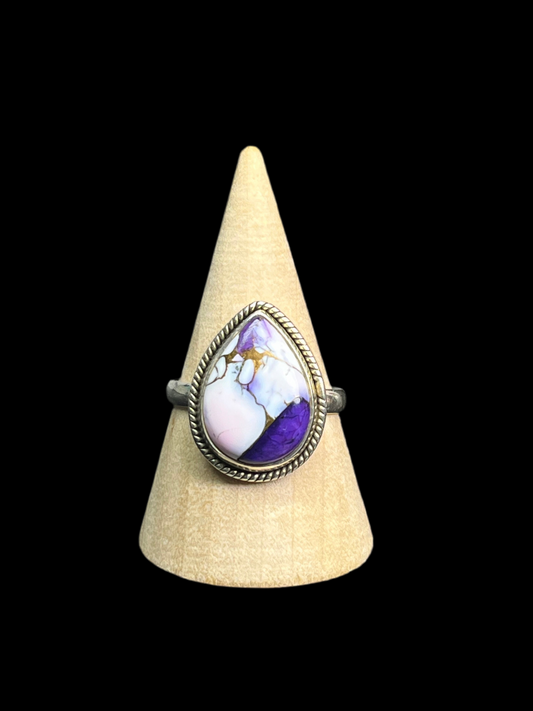 Purple Dahlia Sterling Silver Ring - size 11