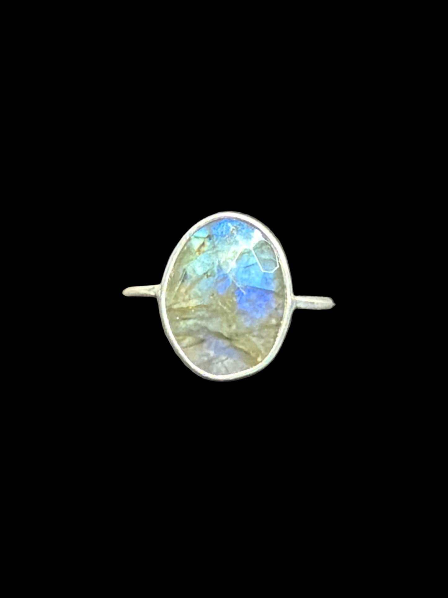 Natural Stone Sterling Silver Flat Stacker Rings