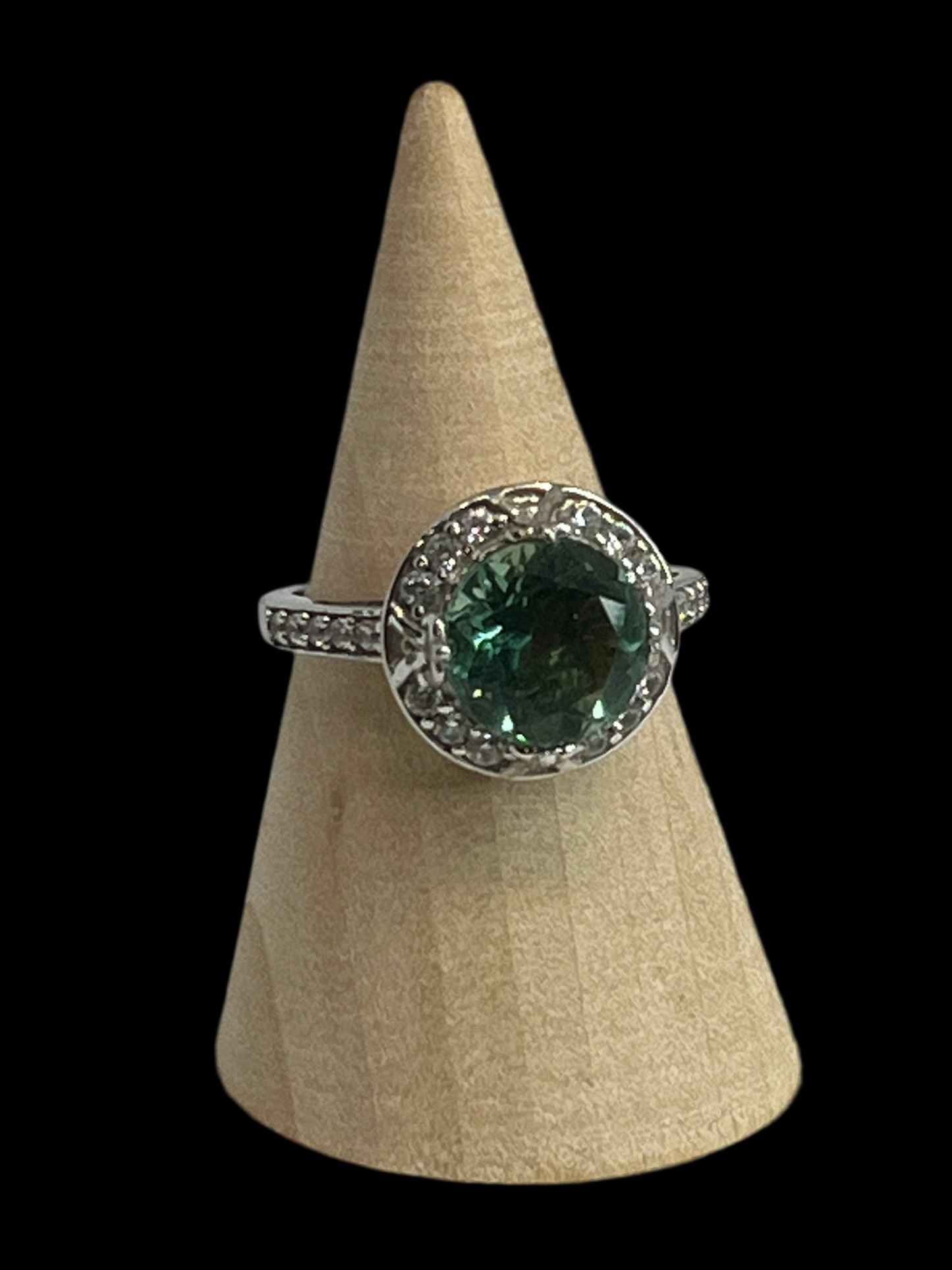 Aquamarine & White Topaz Sterling Silver Ring - Size 8