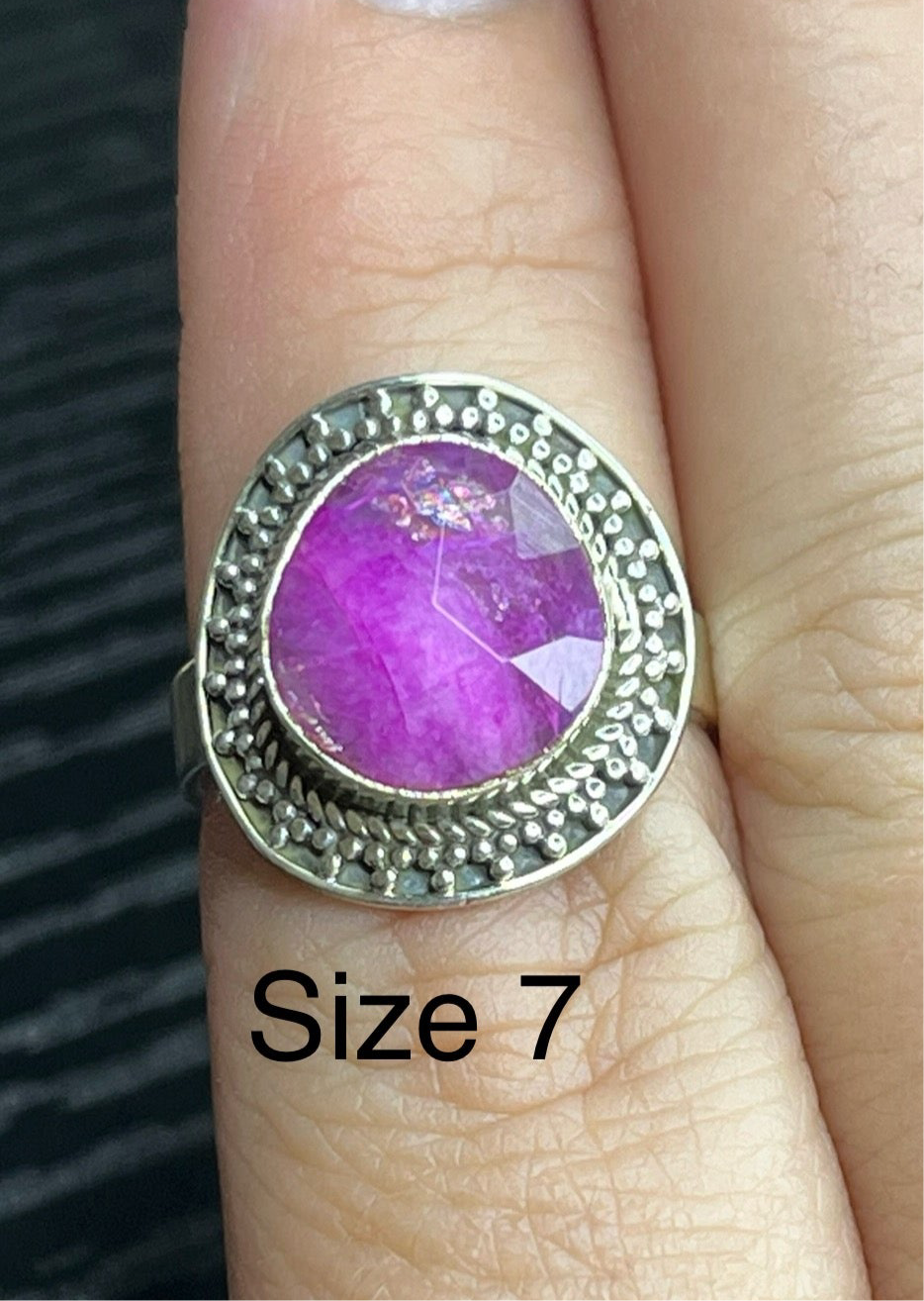 Pink Moonstone Sterling Silver Rings