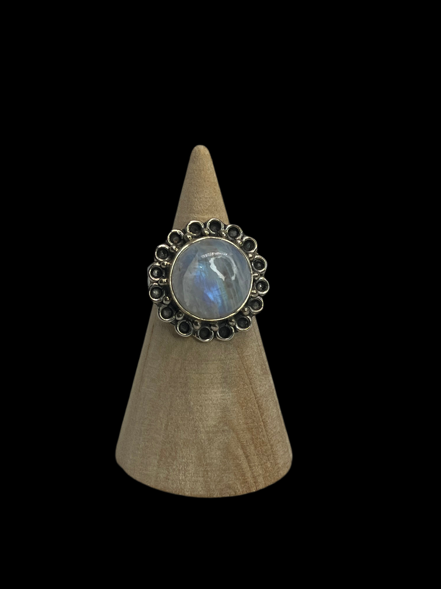 Rainbow Moonstone Sterling Silver Ring - Size 5
