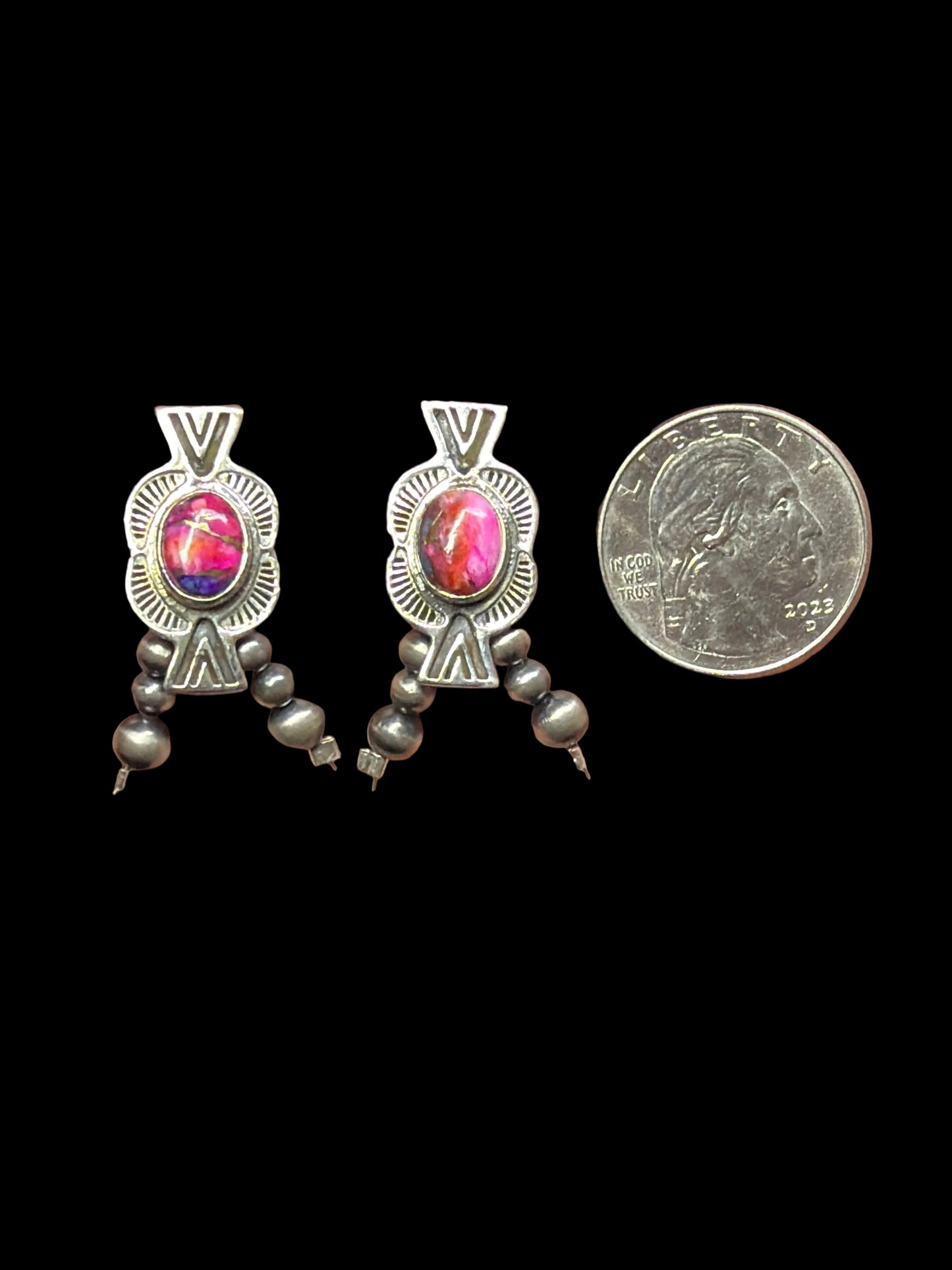 Pink Dahlia & Pearl Post Back Earrings