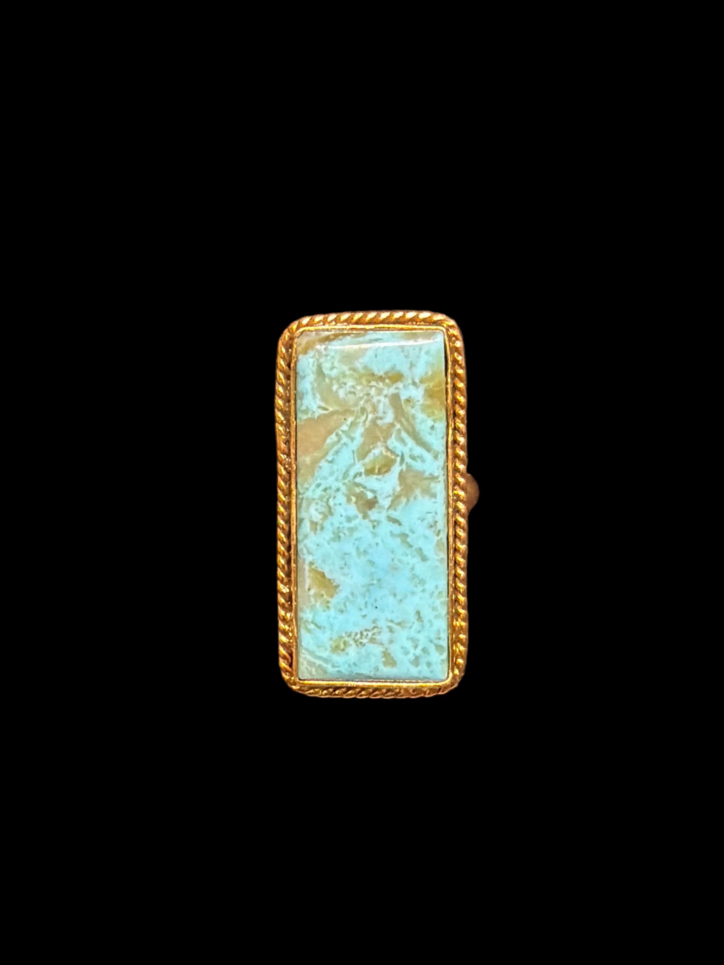 The Golden Turquoise Bar Rings