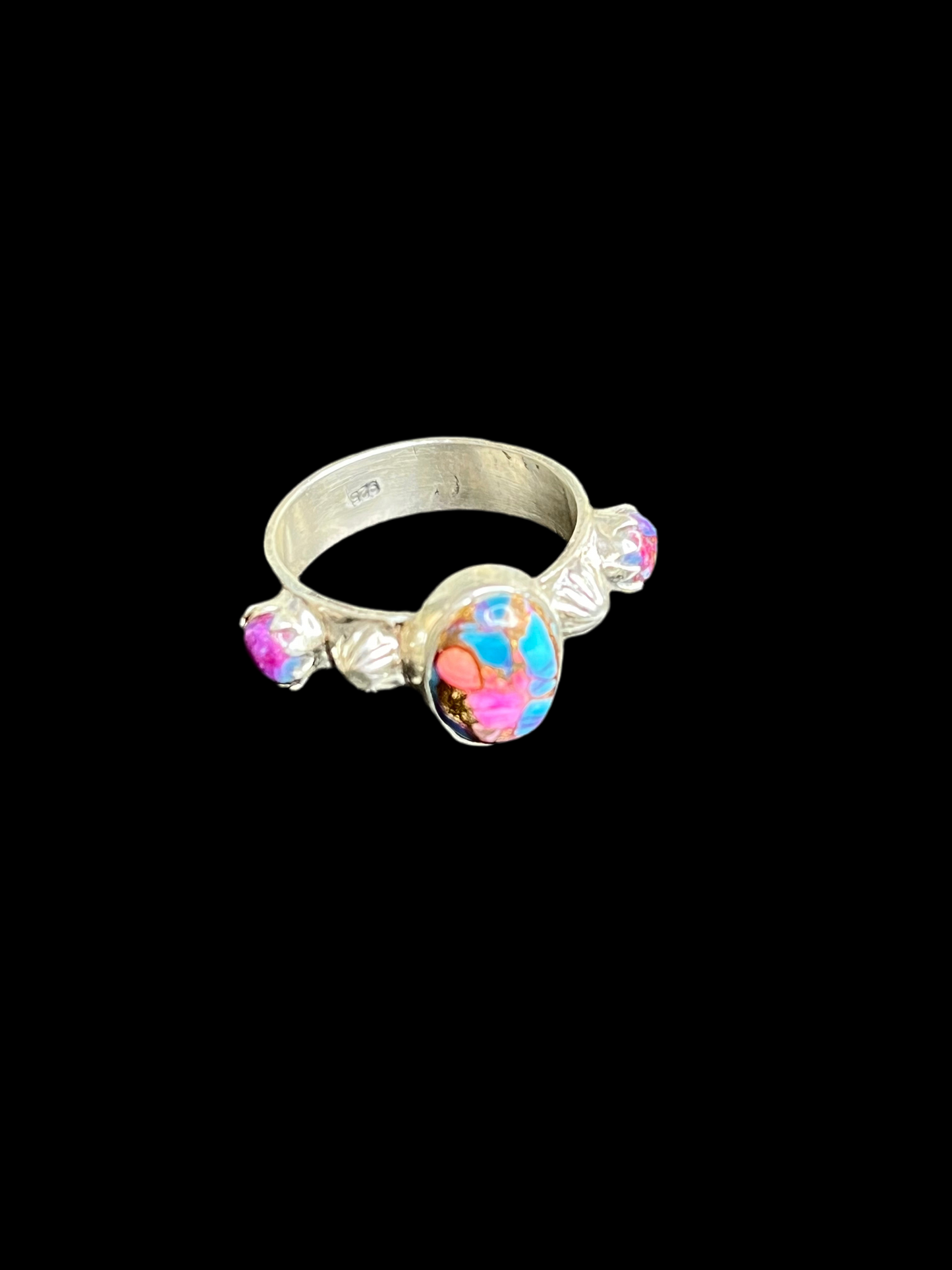 Pink Dahlia Sterling Silver Ring - size 8