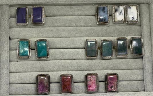Sterling Silver Statement Rings - Various Natural Stones