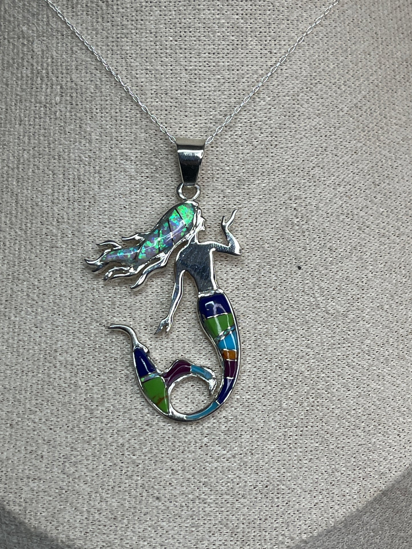 Inlay Mermaid Pendant - Artist Signed