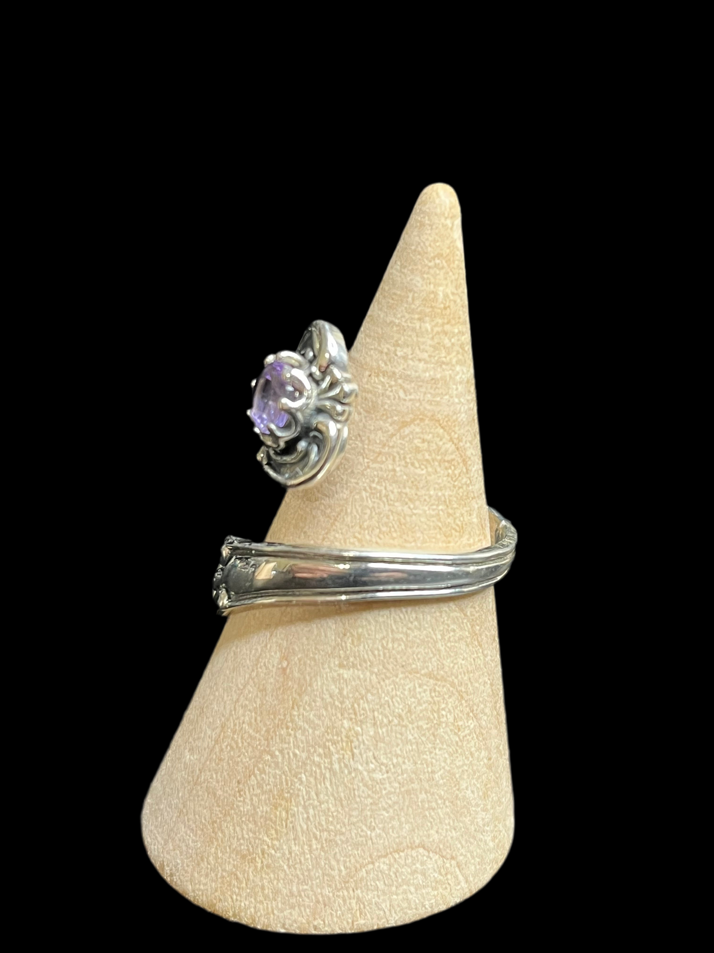 Amethyst Sterling Silver Wrap Ring - Adjustable