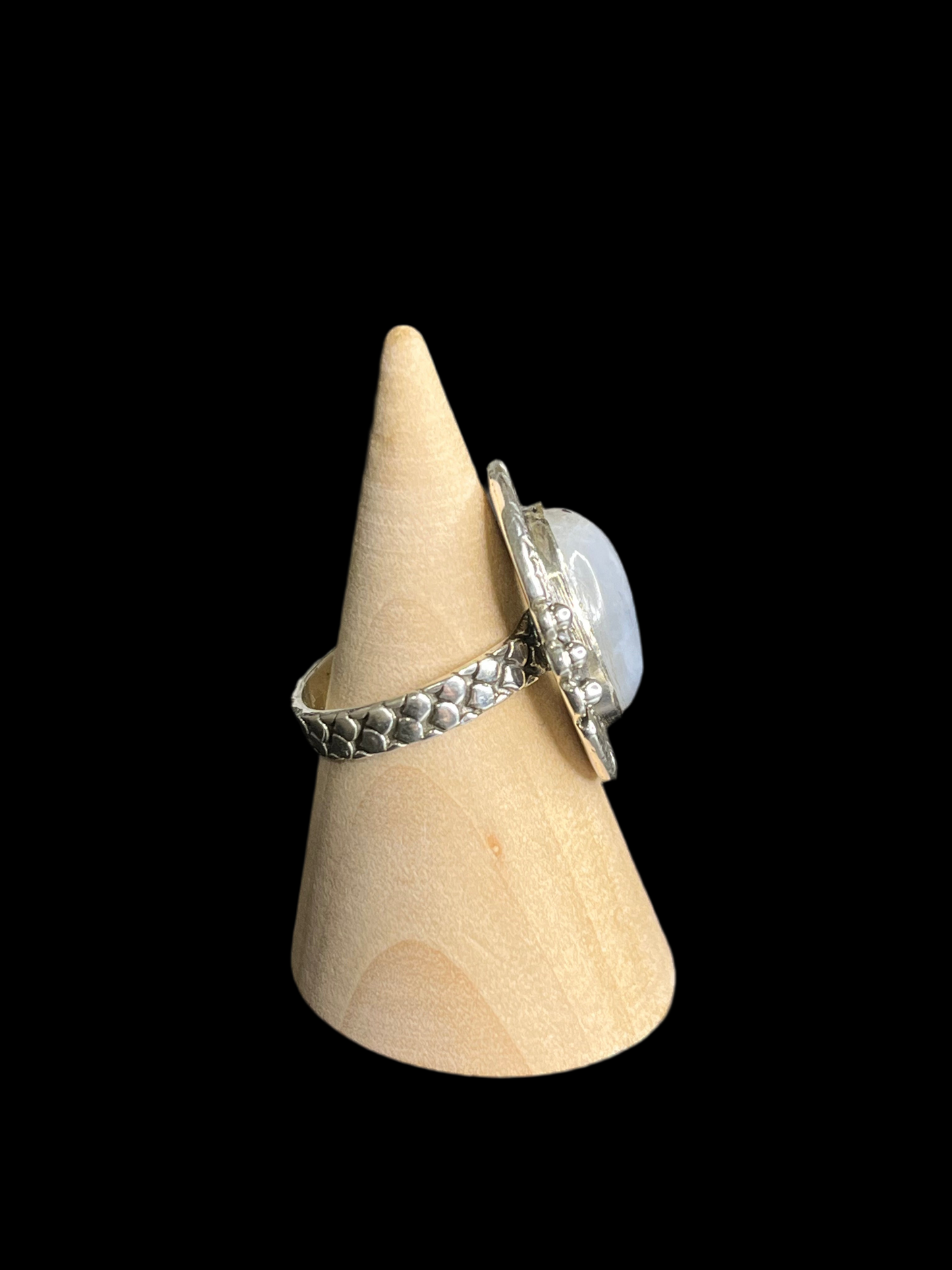 Rainbow Moonstone Mermaid Scale Rings - sizes 5-12