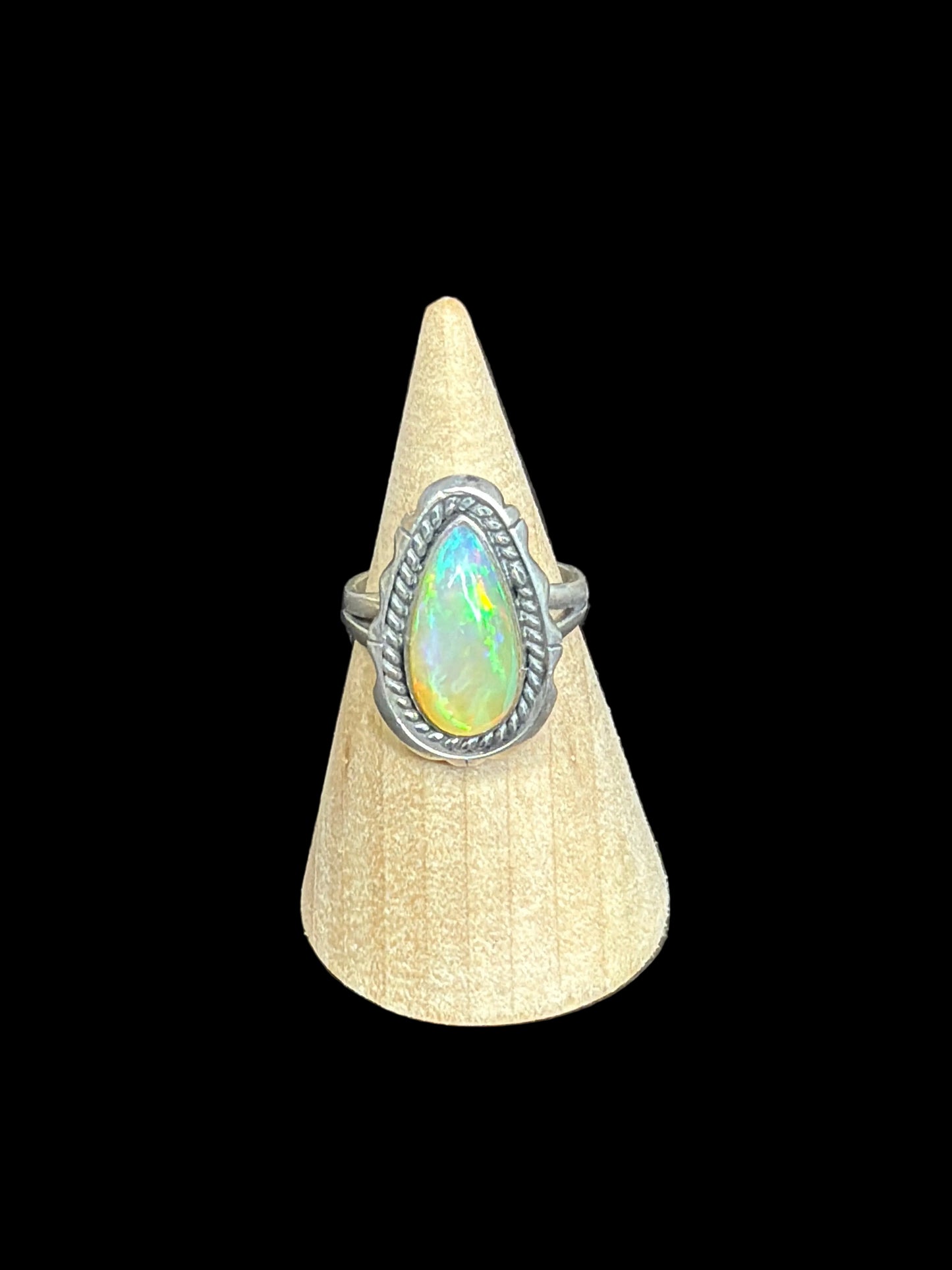 Handcrafted Ethiopian Fire Opal Ring - size 6
