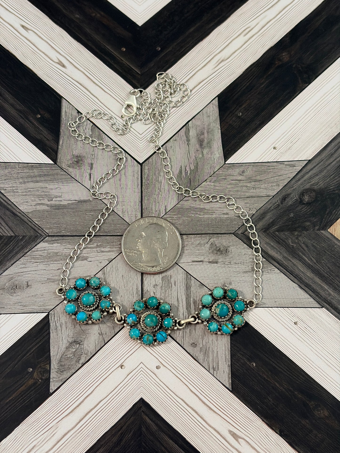 Kingman Turquoise Multi-Cluster Necklace