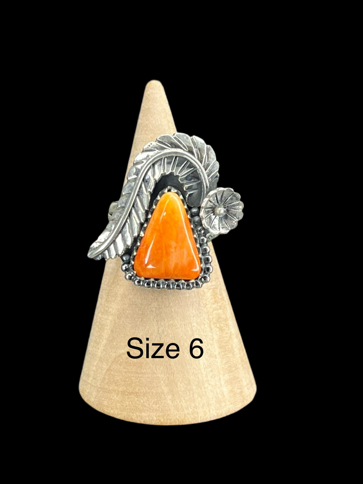 Orange Spiny Sterling Silver Rings