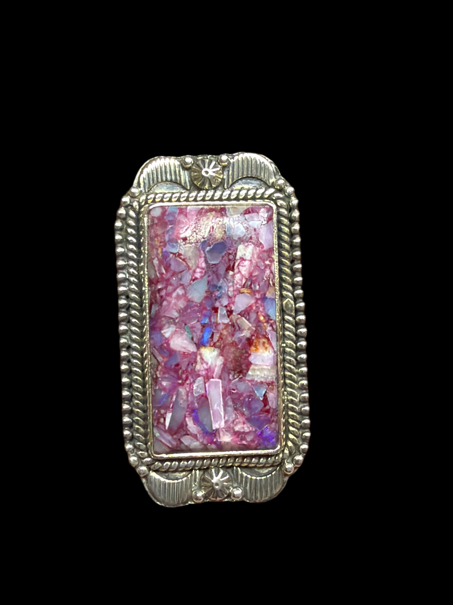 Pink Thulite & Opal Inlay Statement Rings