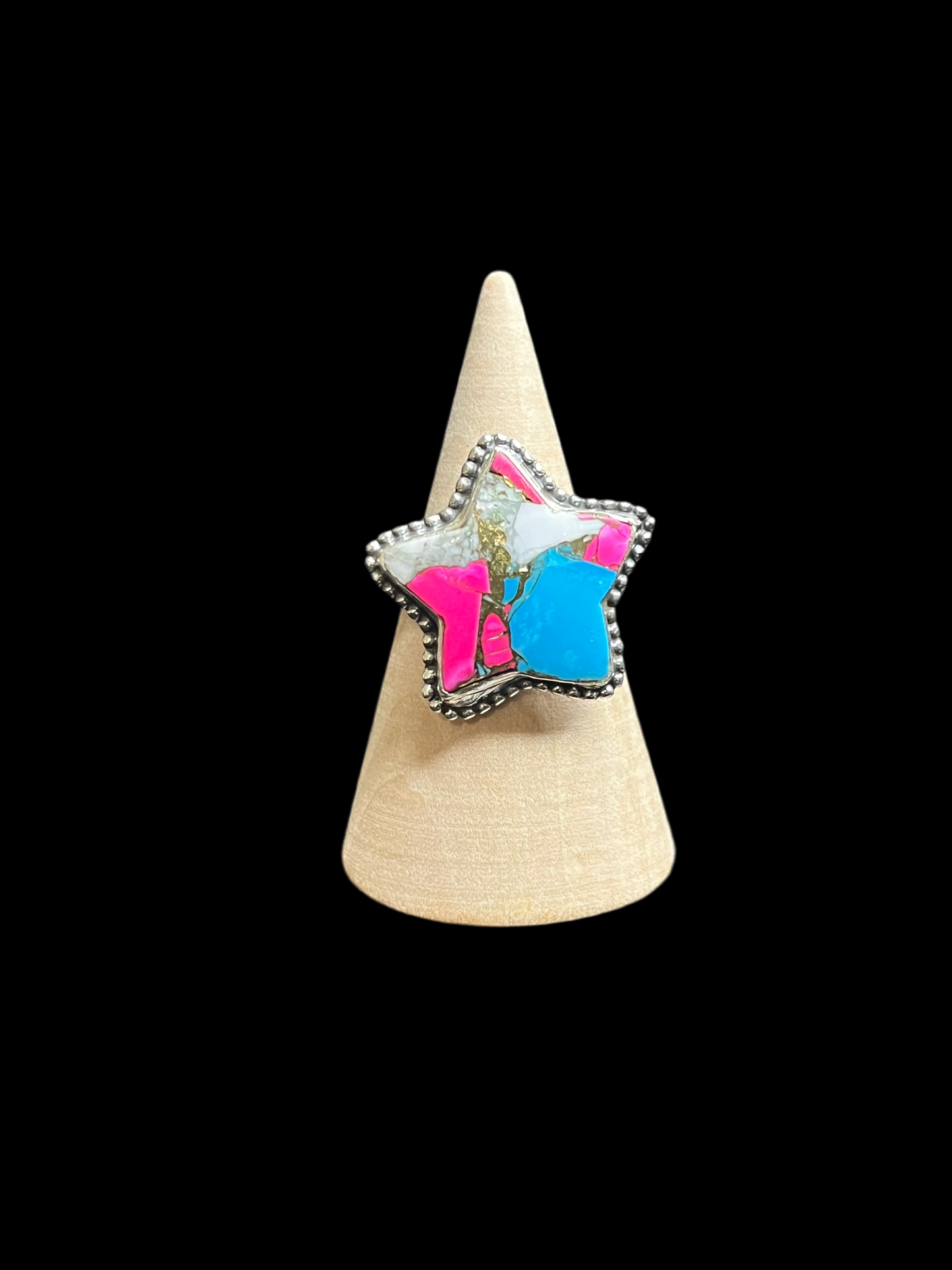 Cotton Candy Turquoise Star Rings - Sterling Silver