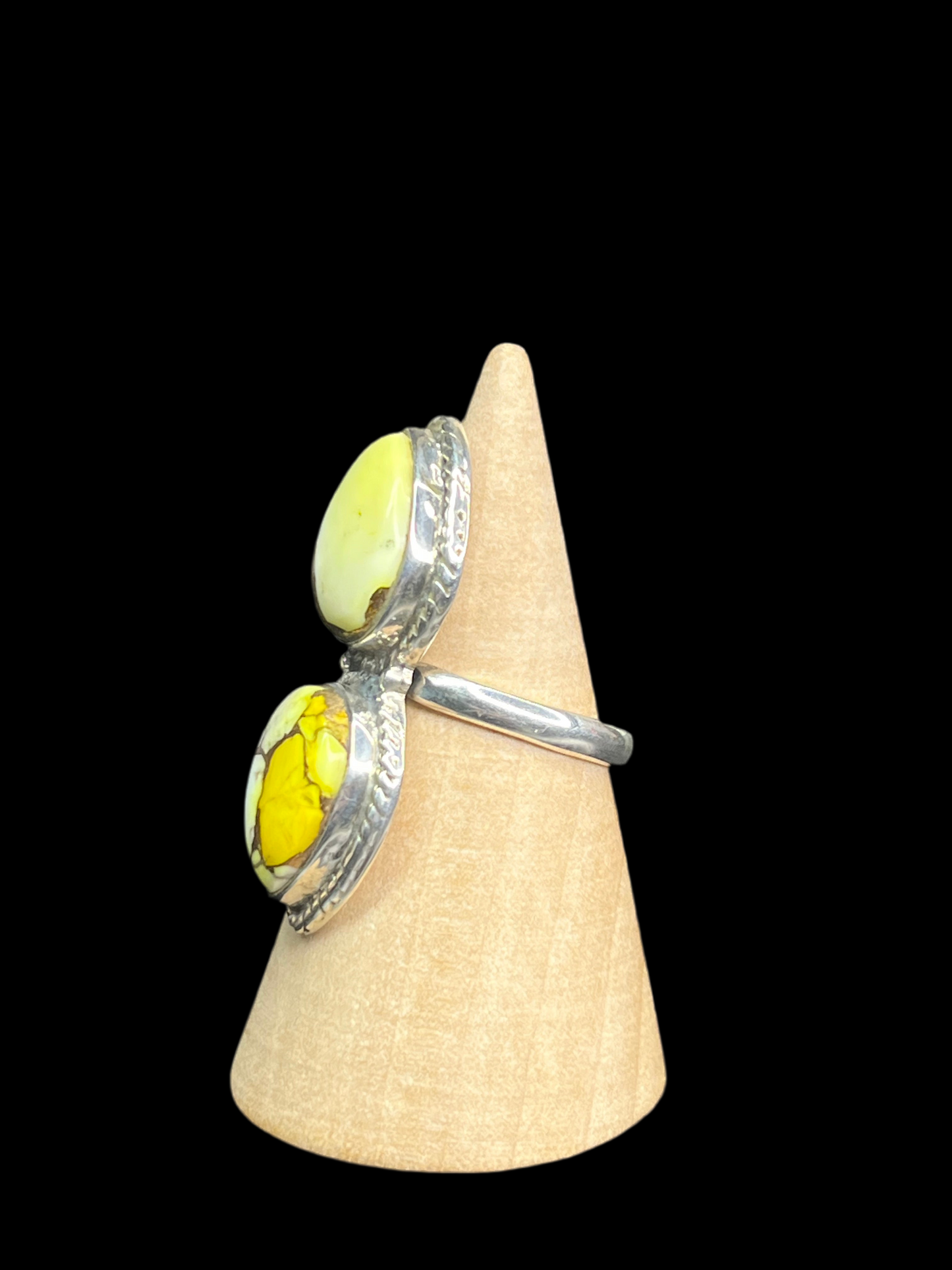 Double Stone Honey Dahlia Ring - Adjustable