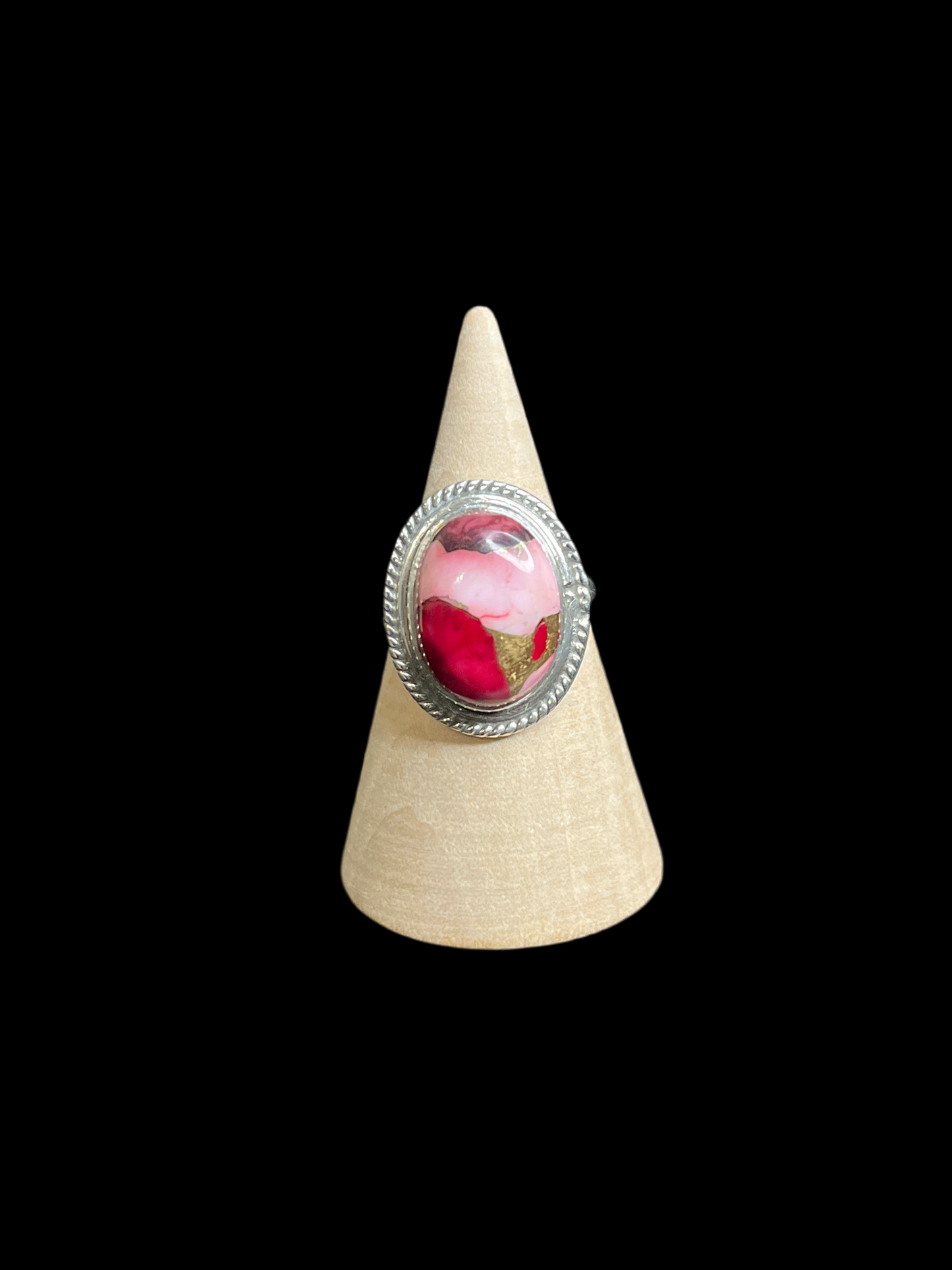 Red Rose Dahlia Turquoise Sterling Silver Ring - Adjustable