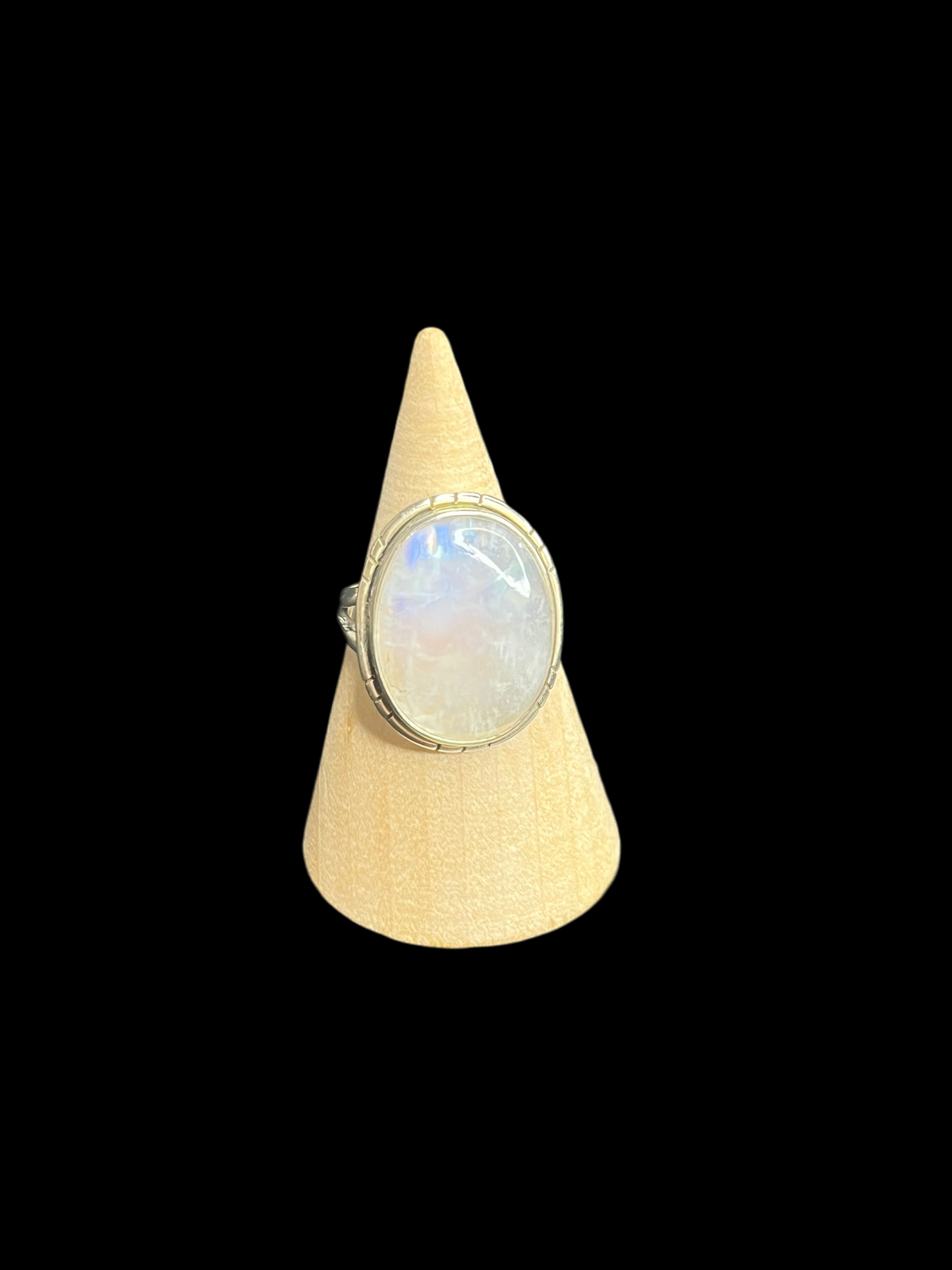 Rainbow Moonstone Sterling Silver Ring - Size 8