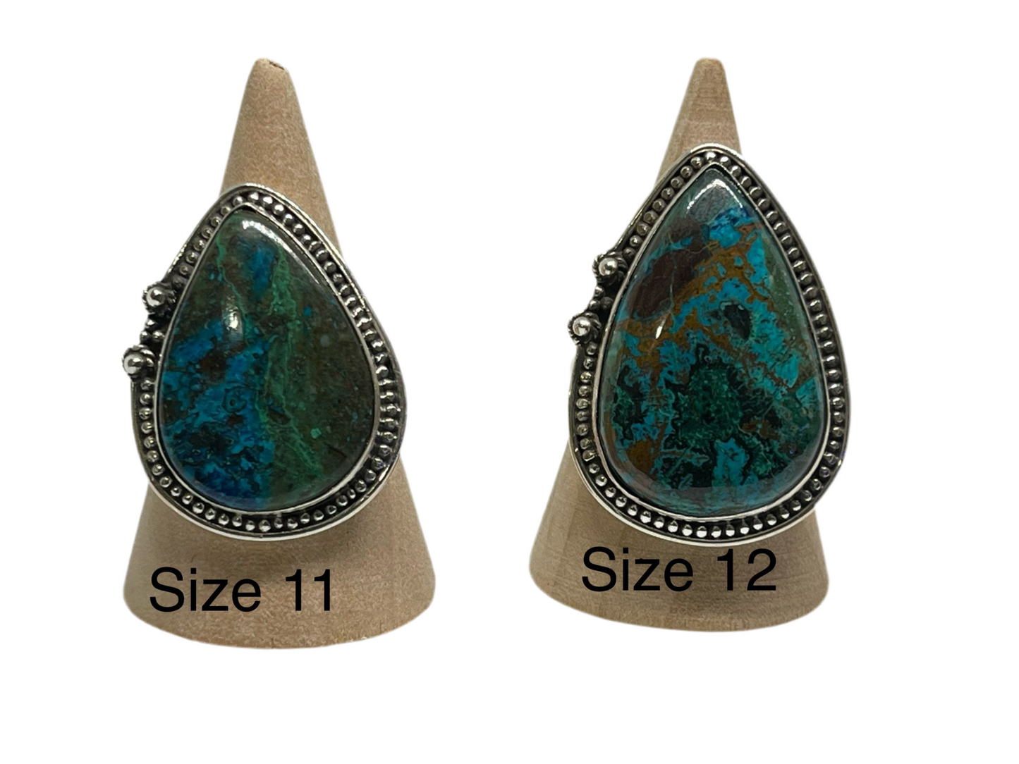 Azurite Malachite Sterling Silver Rings sizes 5-12