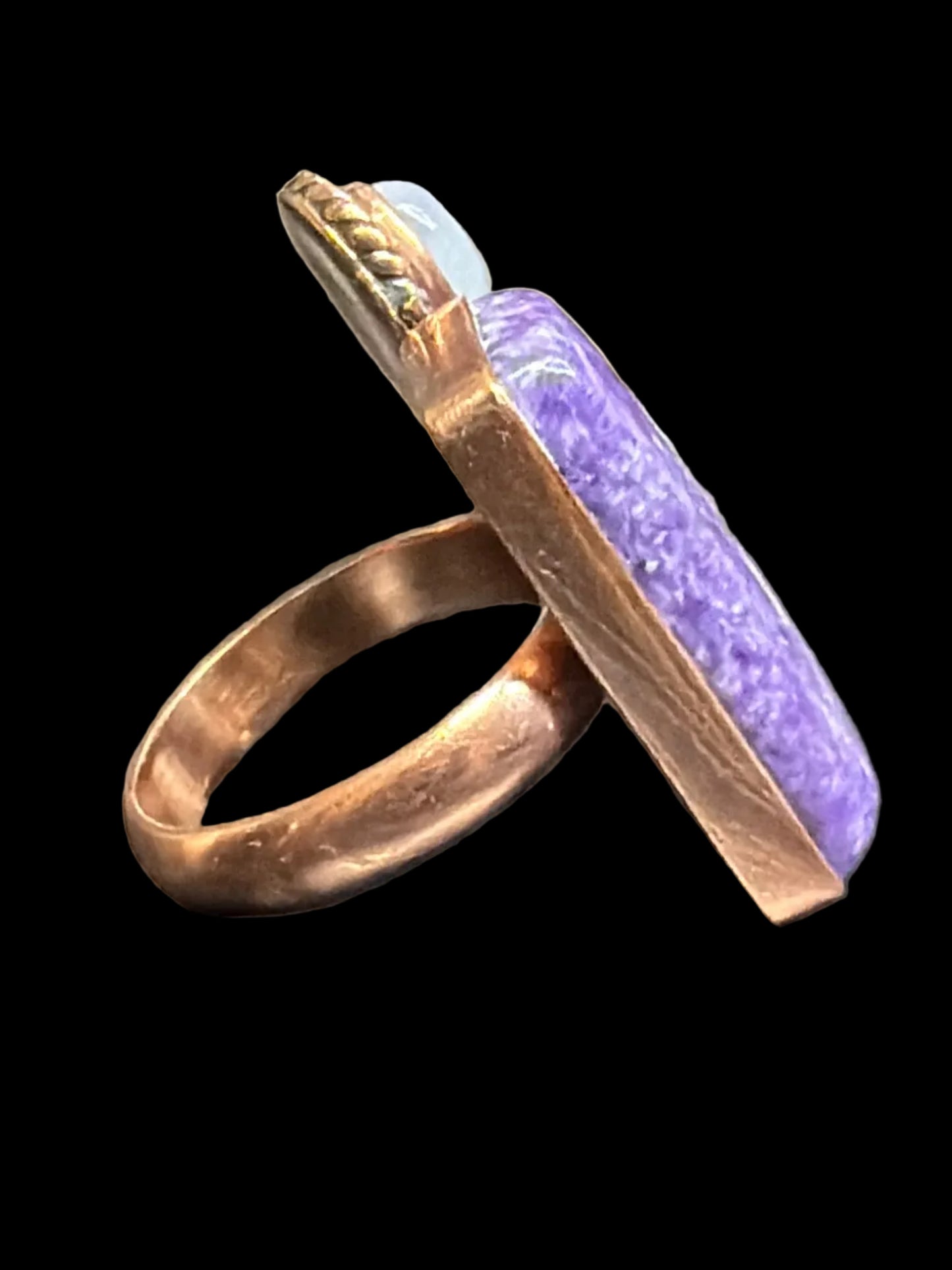 Copper - Charoite & Moonstone Floater Ring