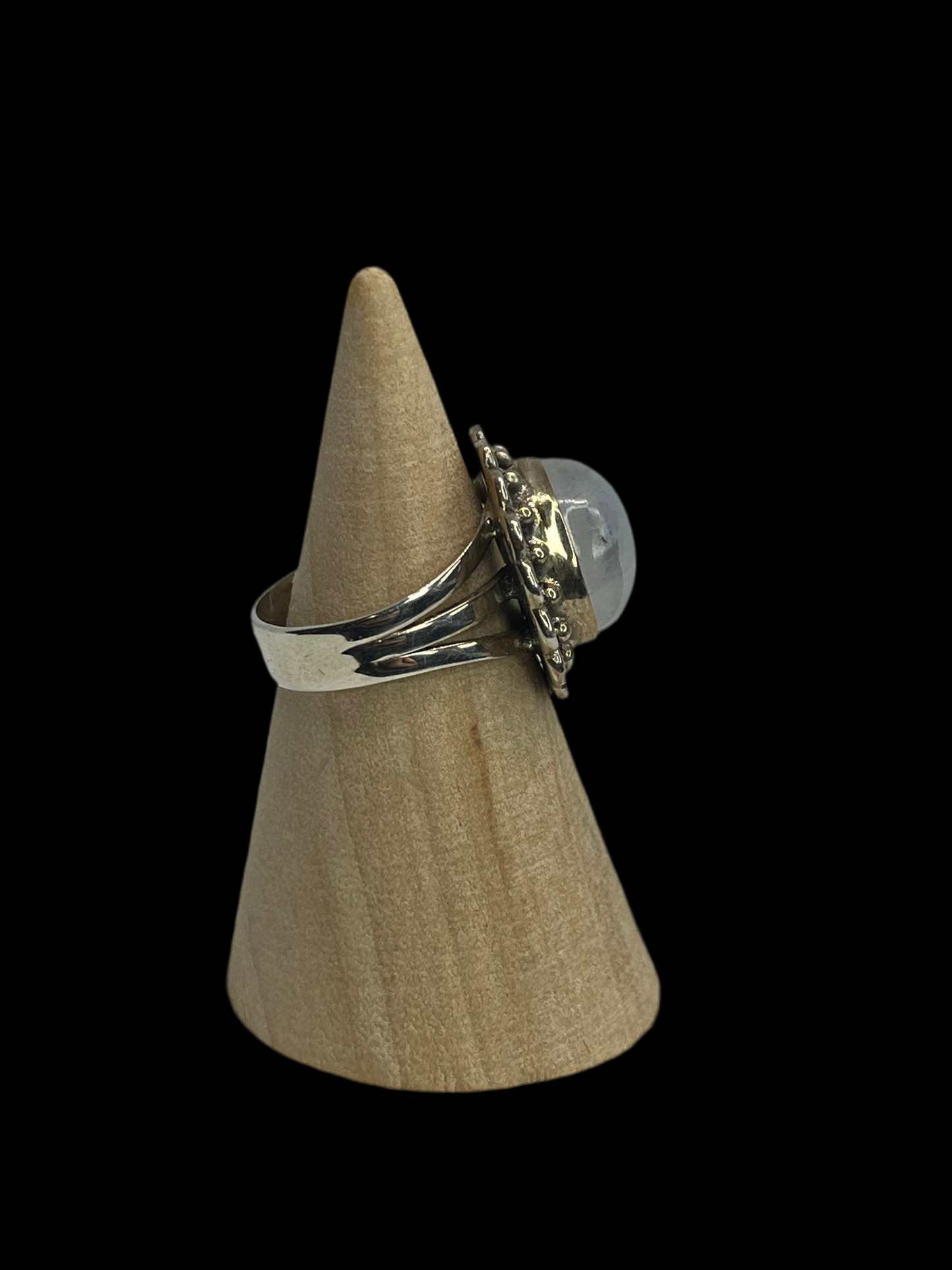 Rainbow Moonstone Sterling Silver Ring - Size 5