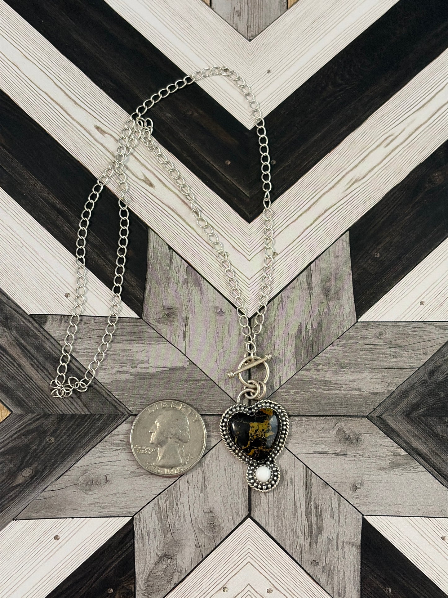 Blackjack Turquoise & White Buffalo Toggle Necklace
