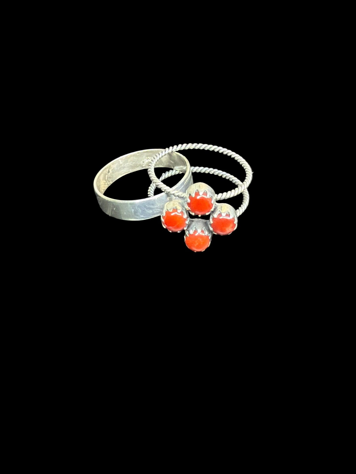 Handcrafted Italian Coral Removable Band Ring - size 7.5