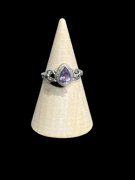 Genuine Amethyst Sterling Silver Ring - size 7
