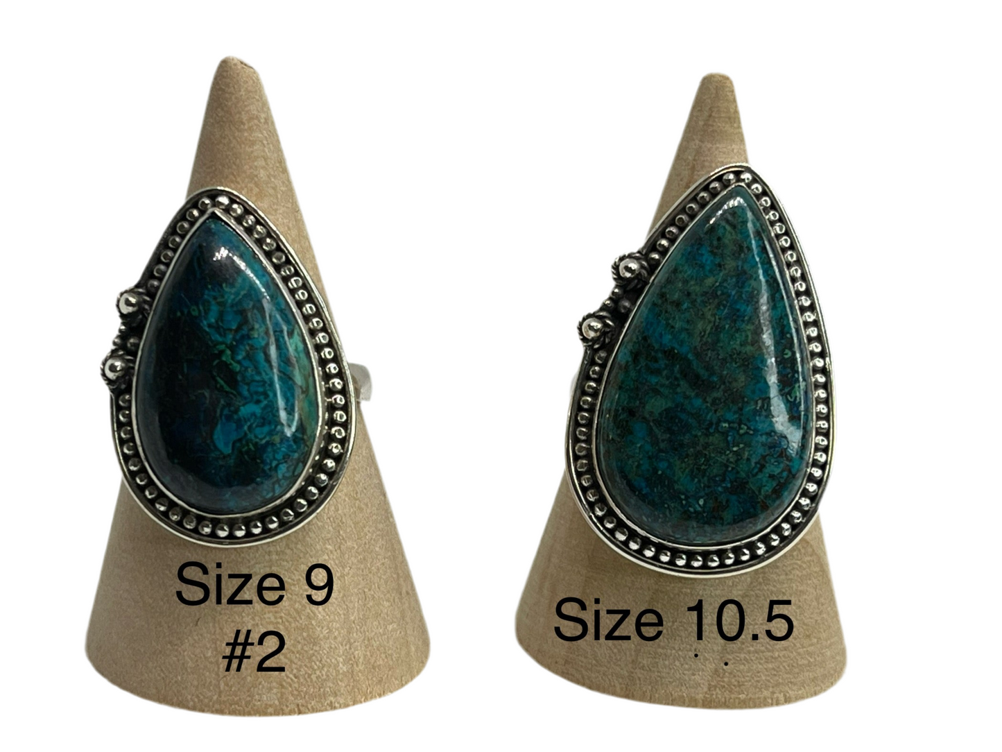 Azurite Malachite Sterling Silver Rings sizes 5-12