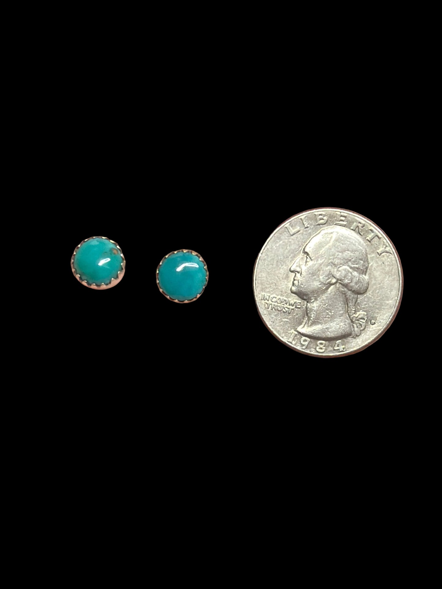 Handcrafted Round Kingman Turquoise Earrings
