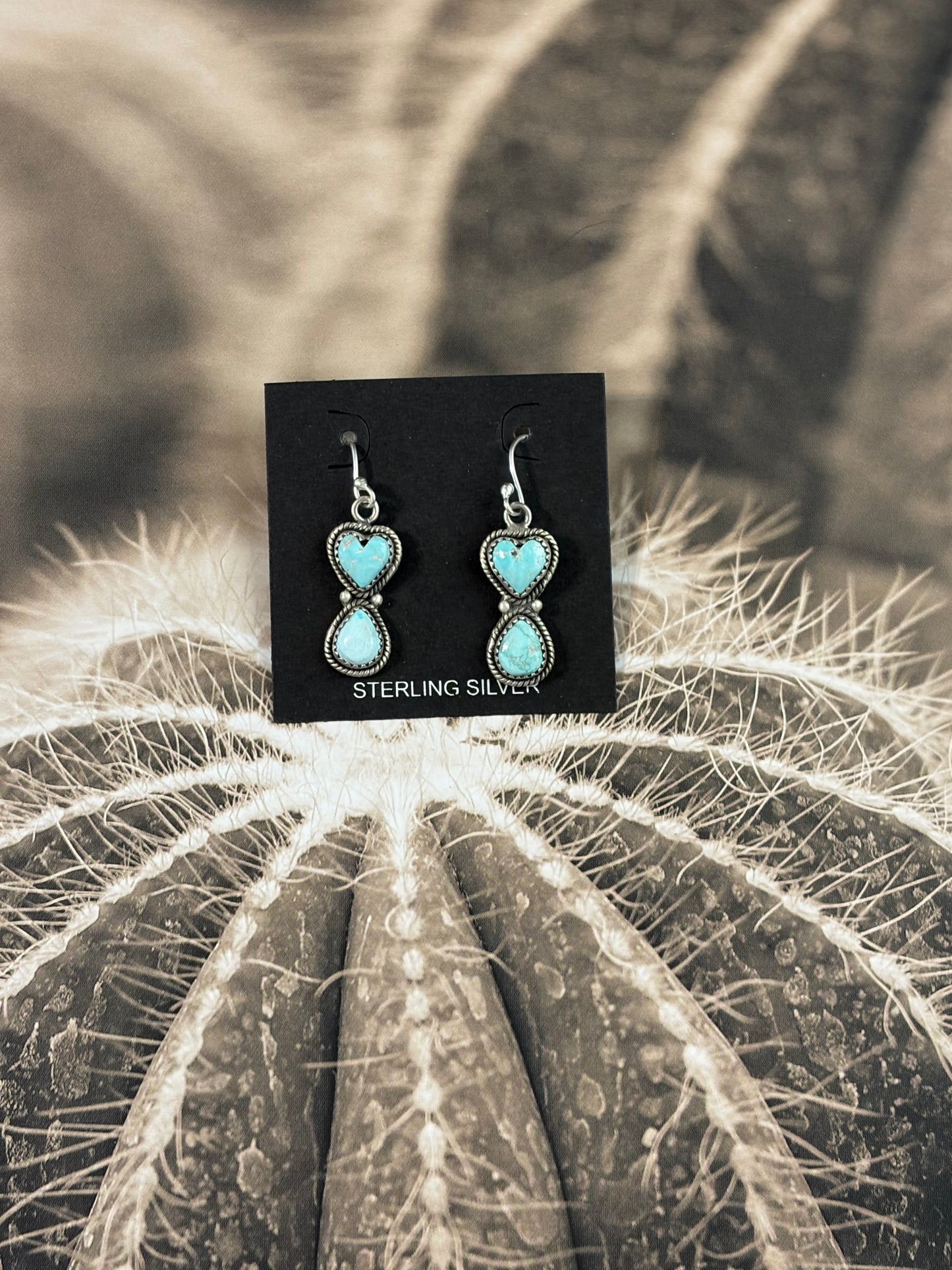 White Water Turquoise Heart Dangle Earrings