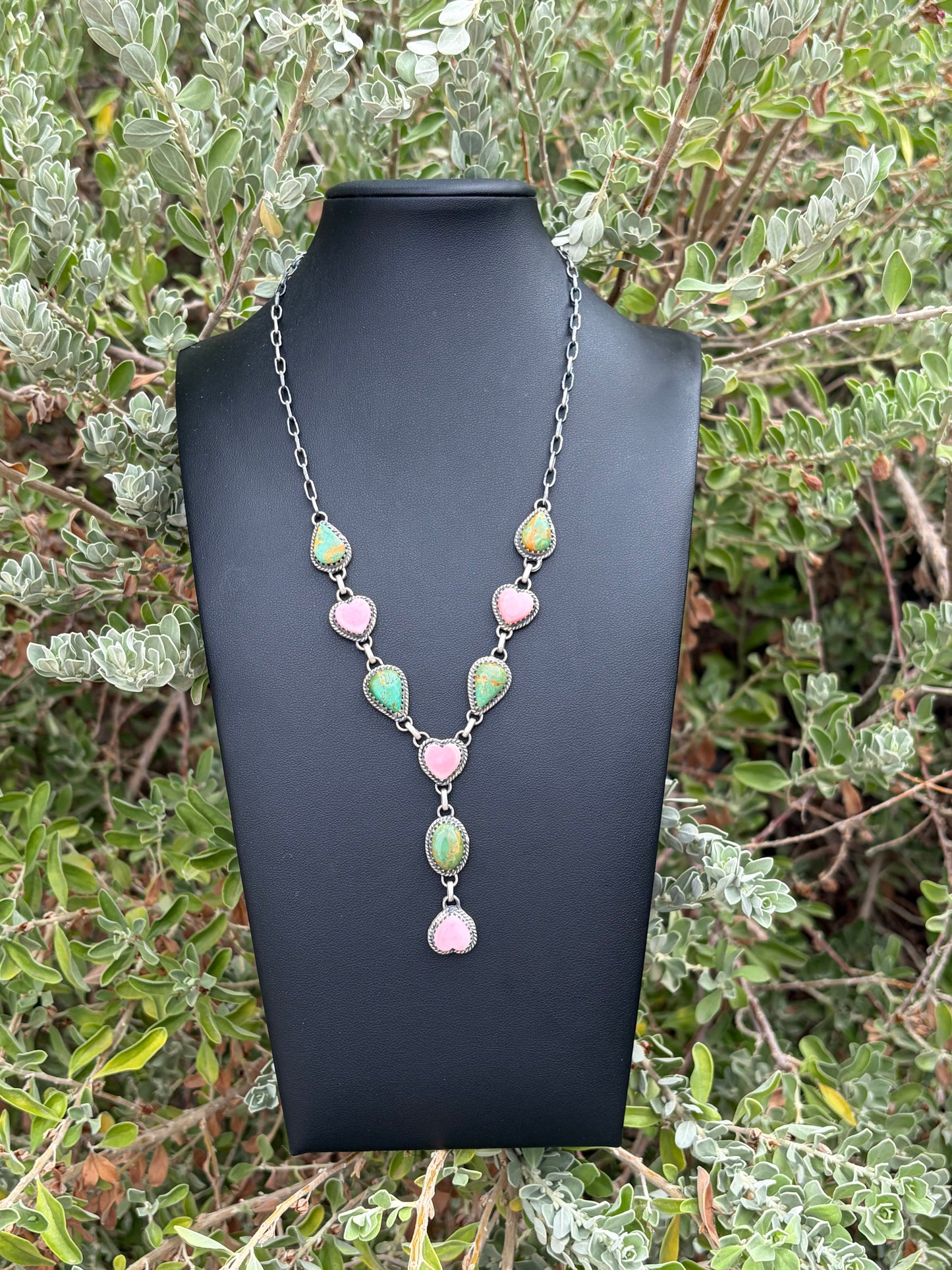 Handcrafted Kingman & Conch Lariat Necklace