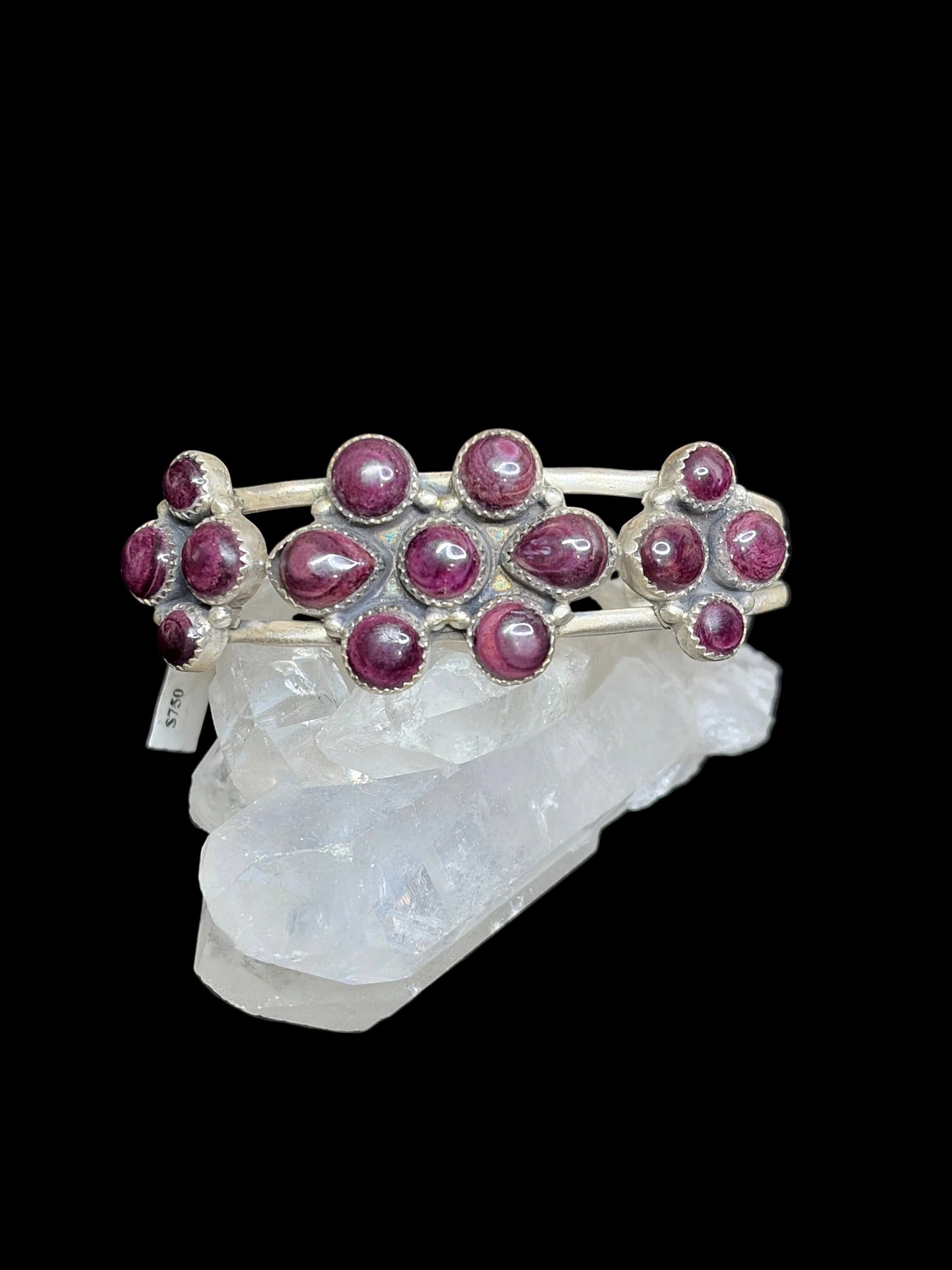 Purple Spiny Multi-Cluster Cuff Bracelet