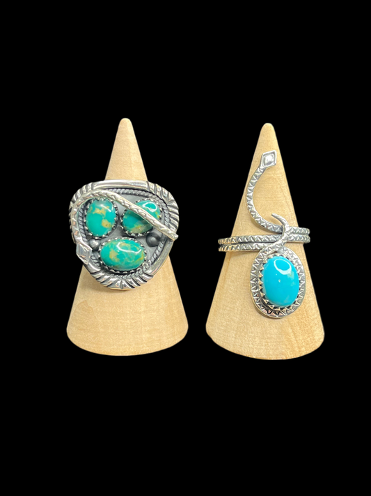 Kingman Turquoise Snake Rings