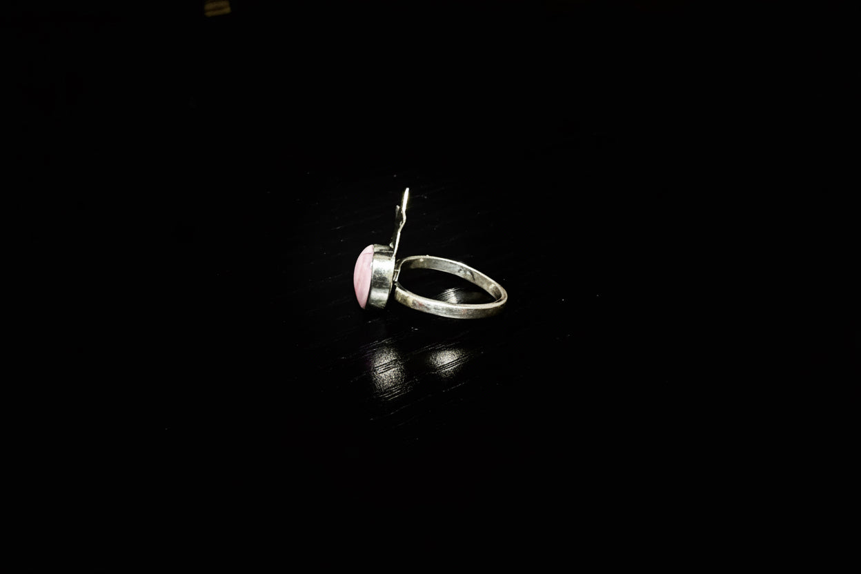 Handcrafted Pink Conch Heart & Star Ring - Adjustable