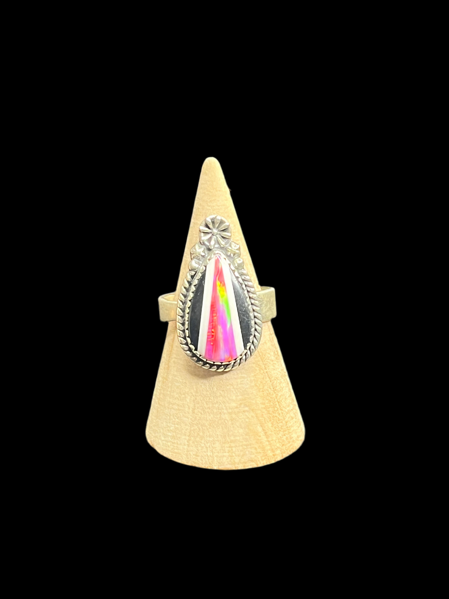 Aurora Opal Inlay Rings - Adjustable