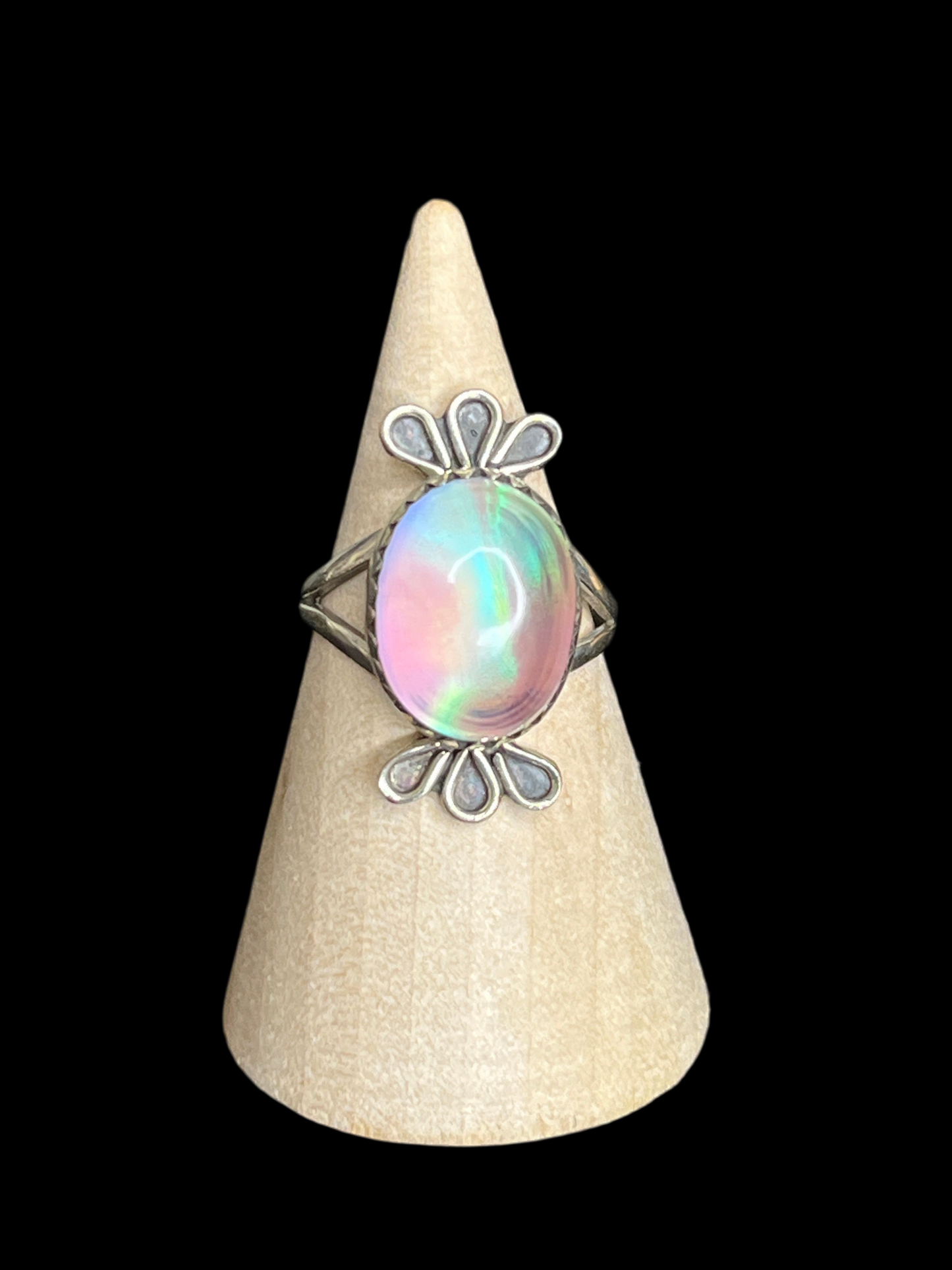 Aurora Opal Sterling Silver Rings