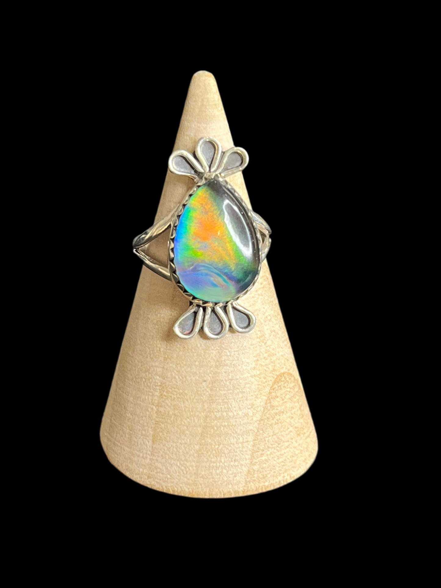 Aurora Opal Sterling Silver Rings