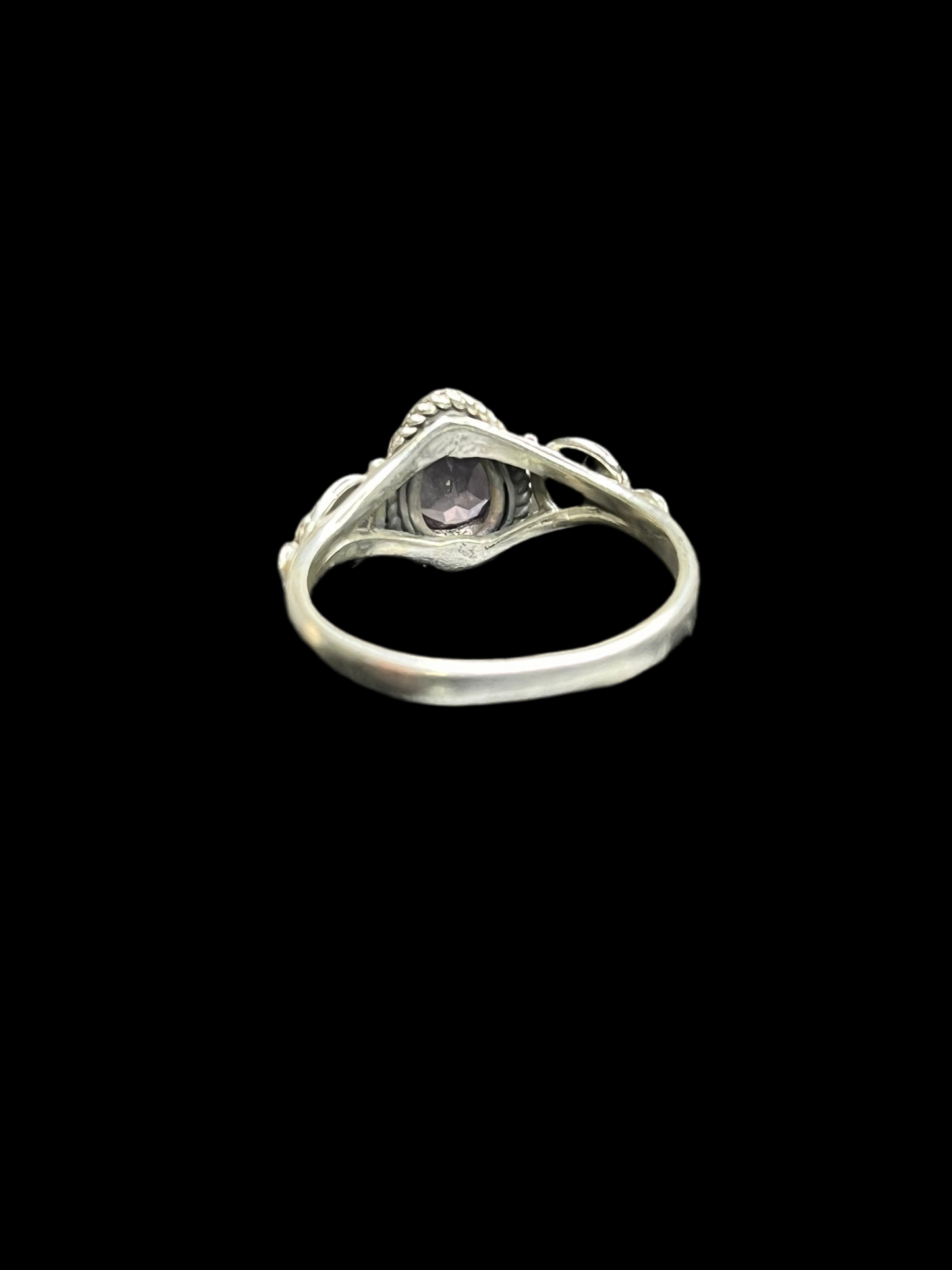 Genuine Amethyst Sterling Silver Ring - size 7