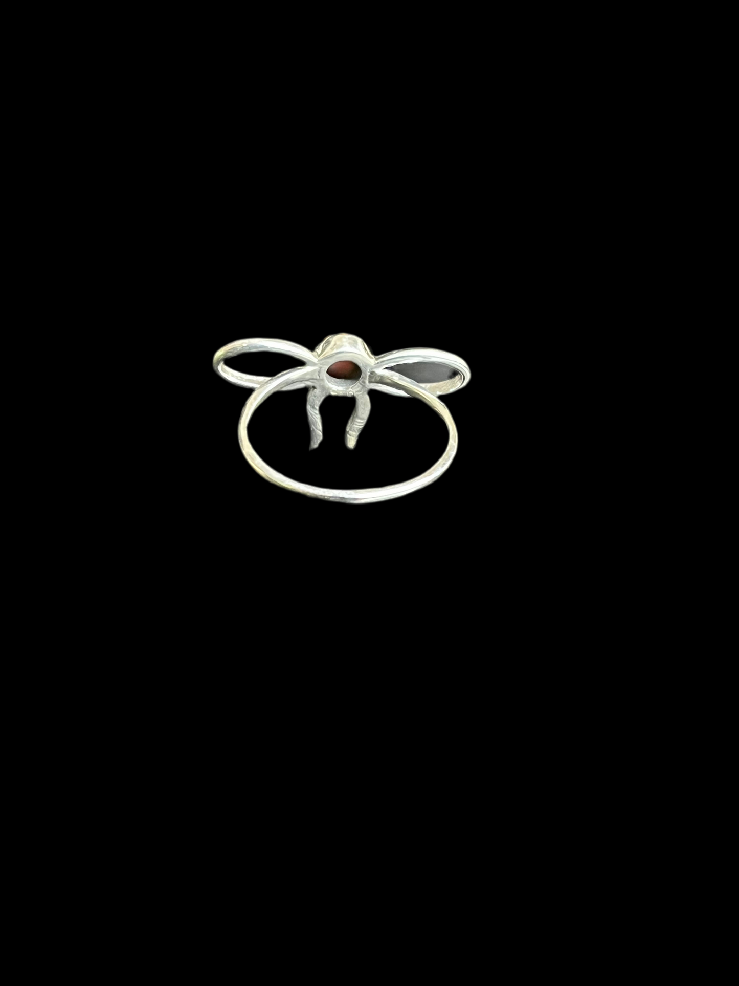 Orange Spiny Bow Sterling Silver Ring - size 9