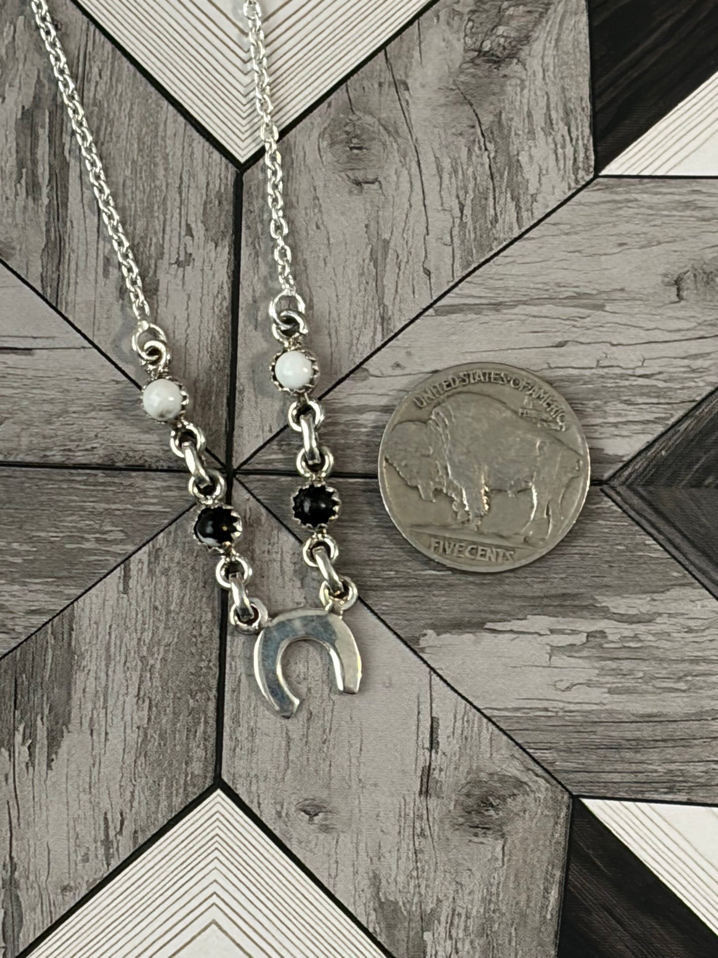White Buffalo Horseshoe Necklace