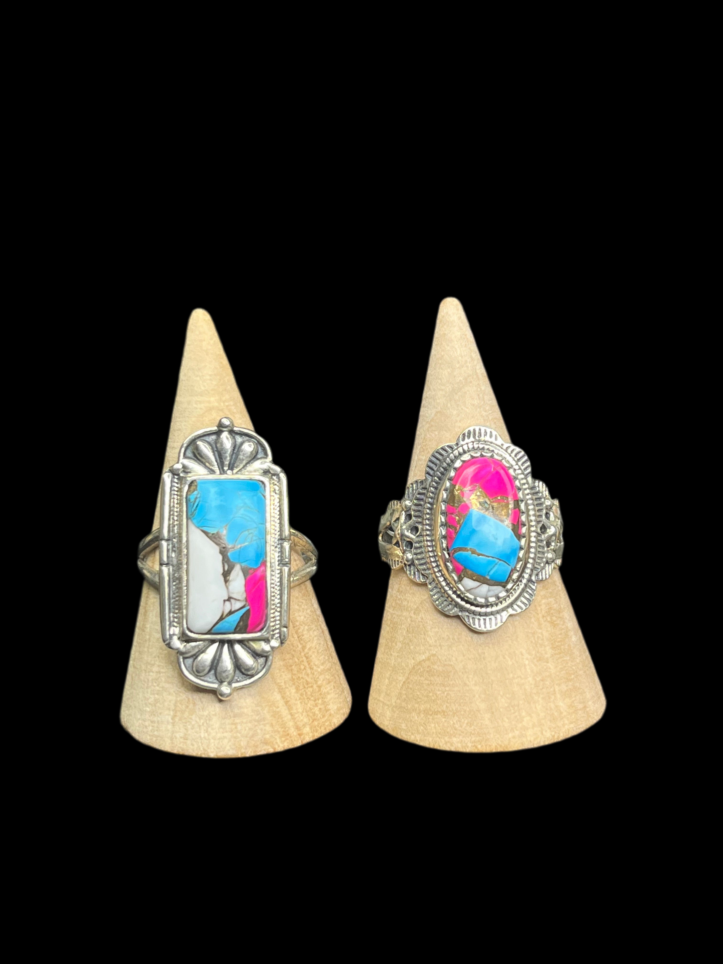 Cotton Candy Dahlia Rings - size 11