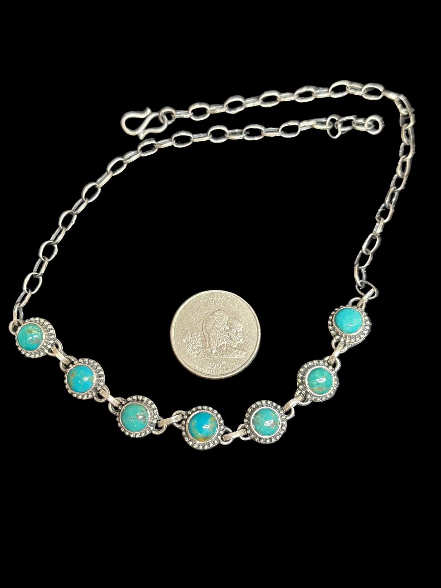 Handcrafted Kingman Turquoise Choker Necklace