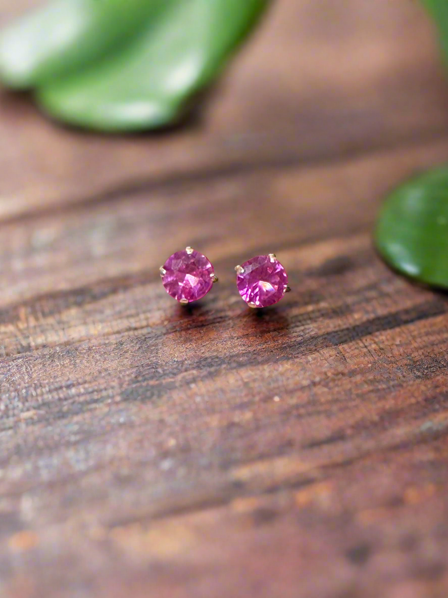 Pink Sa pphire Stone Earrings