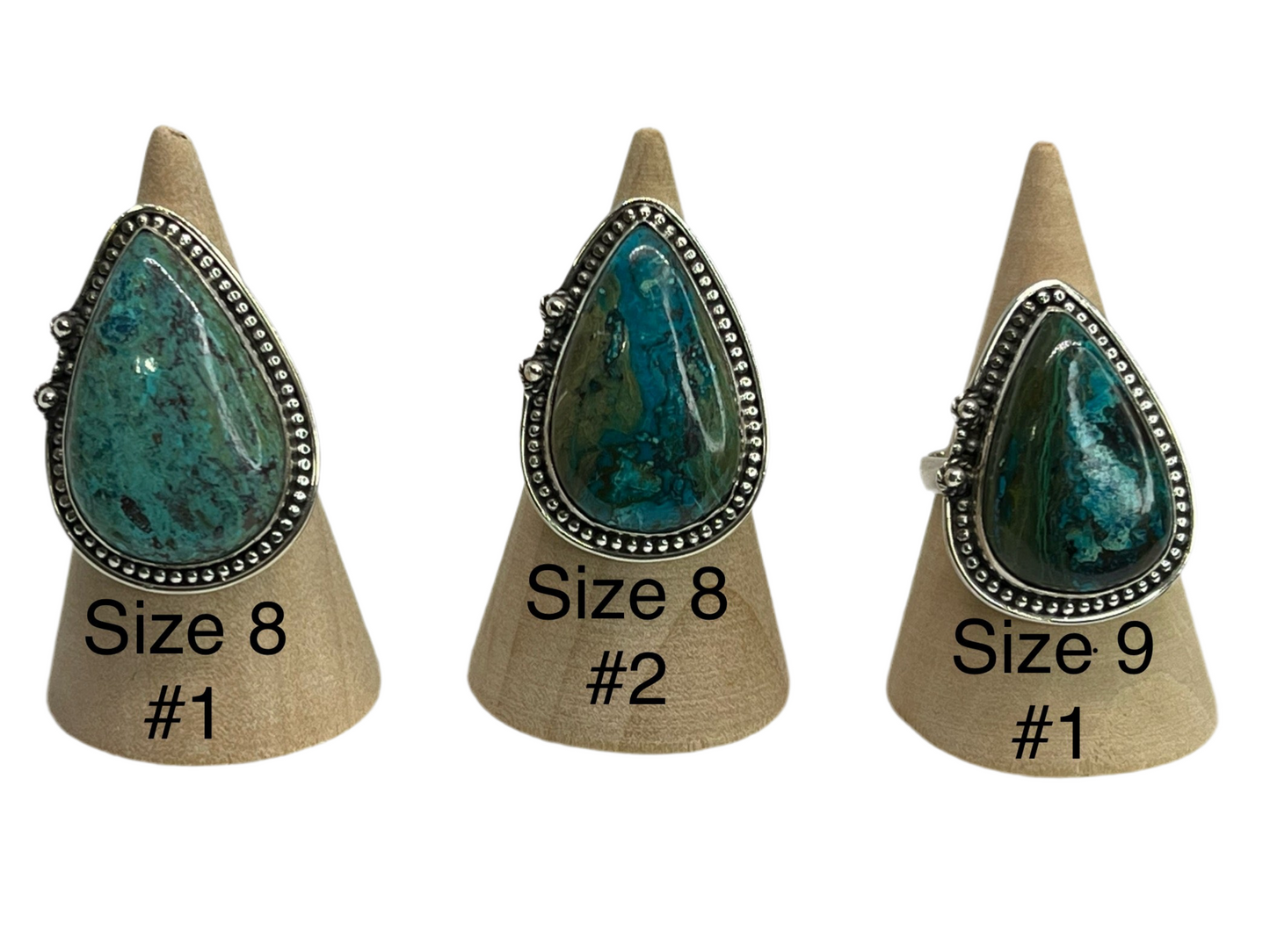 Azurite Malachite Sterling Silver Rings sizes 5-12