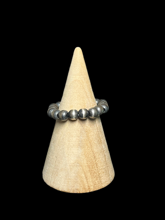 Machine Made Sterling Silver Pearl Stretch Ring - size 6-10