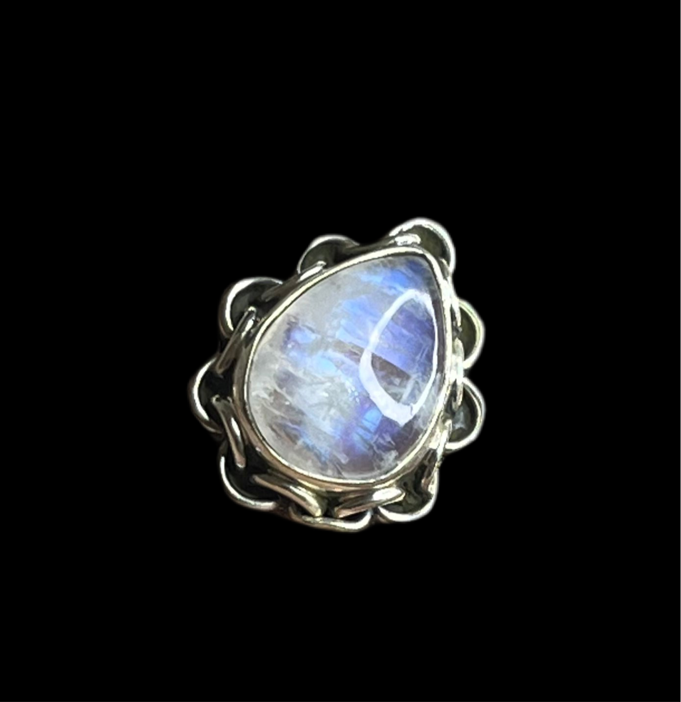 Rainbow Moonstone Sterling Silver Ring - Size 9