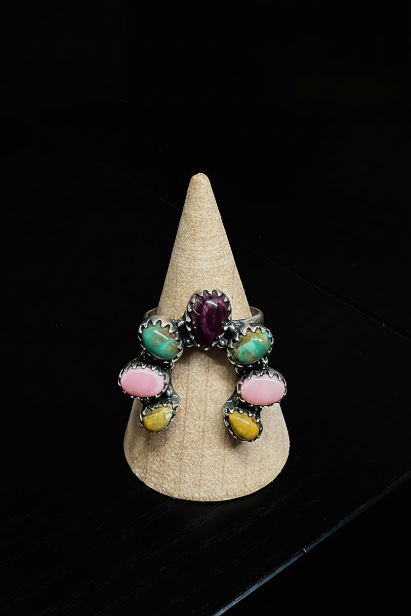 Handcrafted Multi-Stone Naja Ring - Adjustable