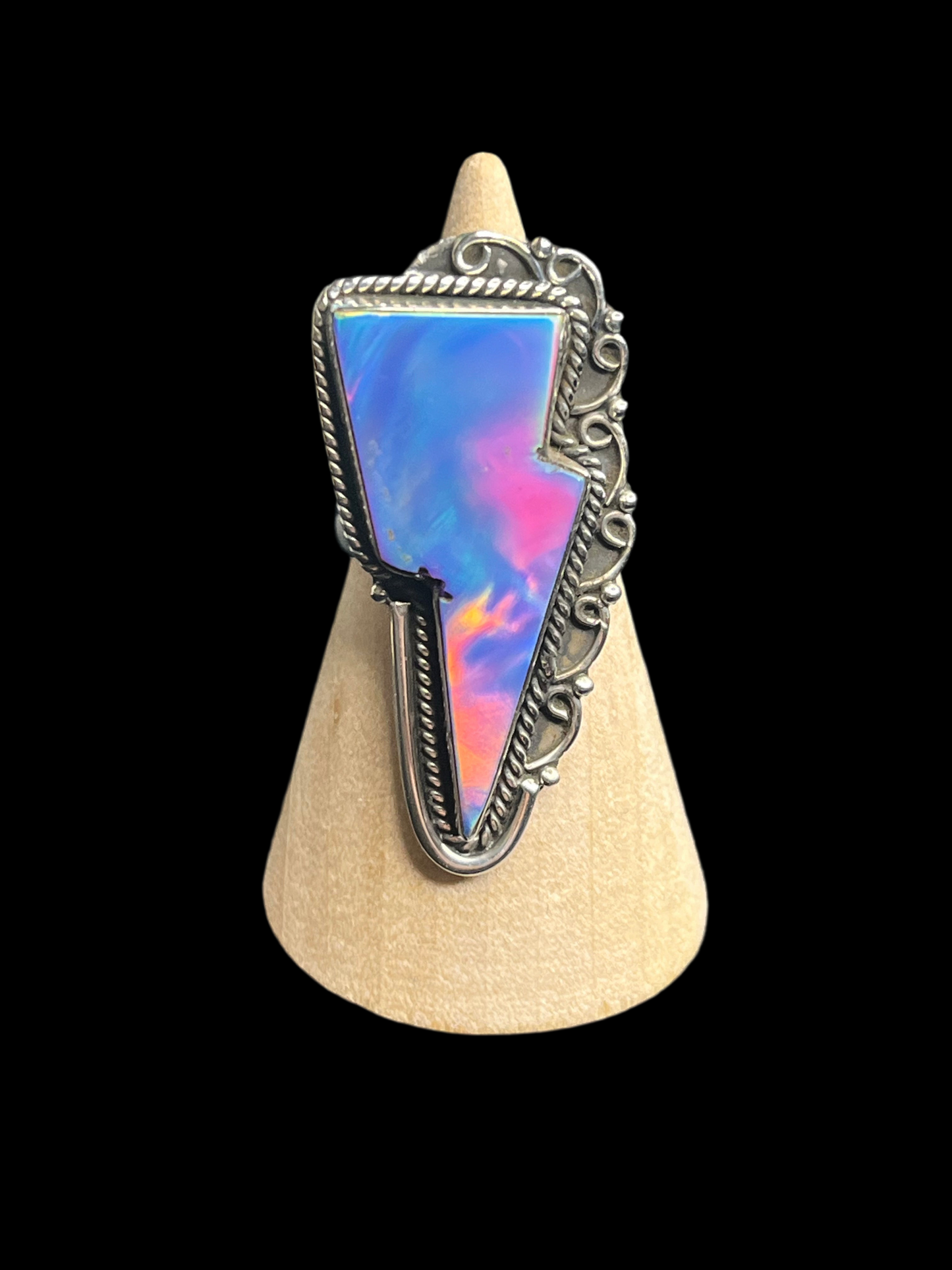 Aurora Opal Bolt Rings - Sterling Silver